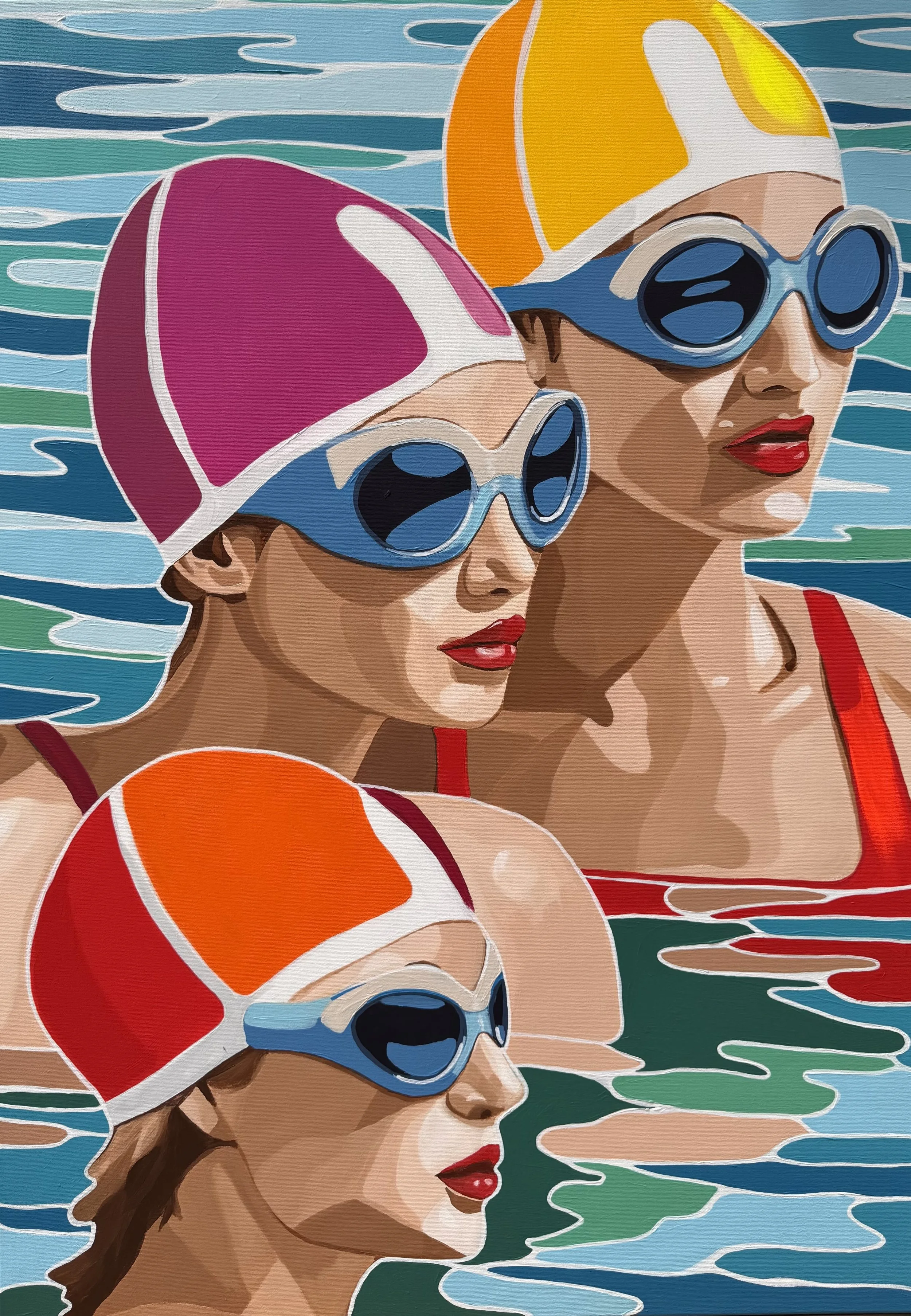 Three by Three, 2025. Acrylic on canvas, 100 x 70 cm