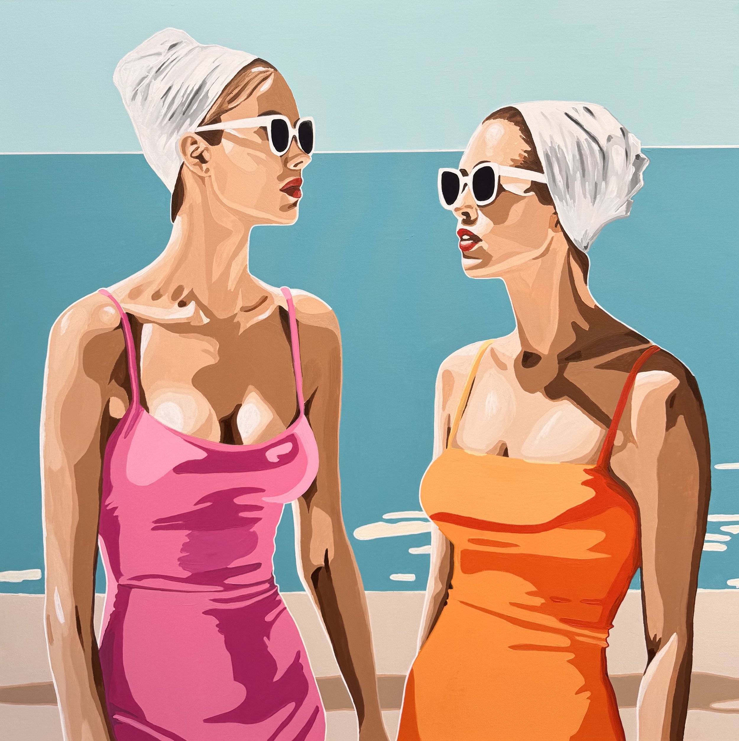 Sur la Plage, 2025. Acrylic on canvas, 100 x 100 cm
