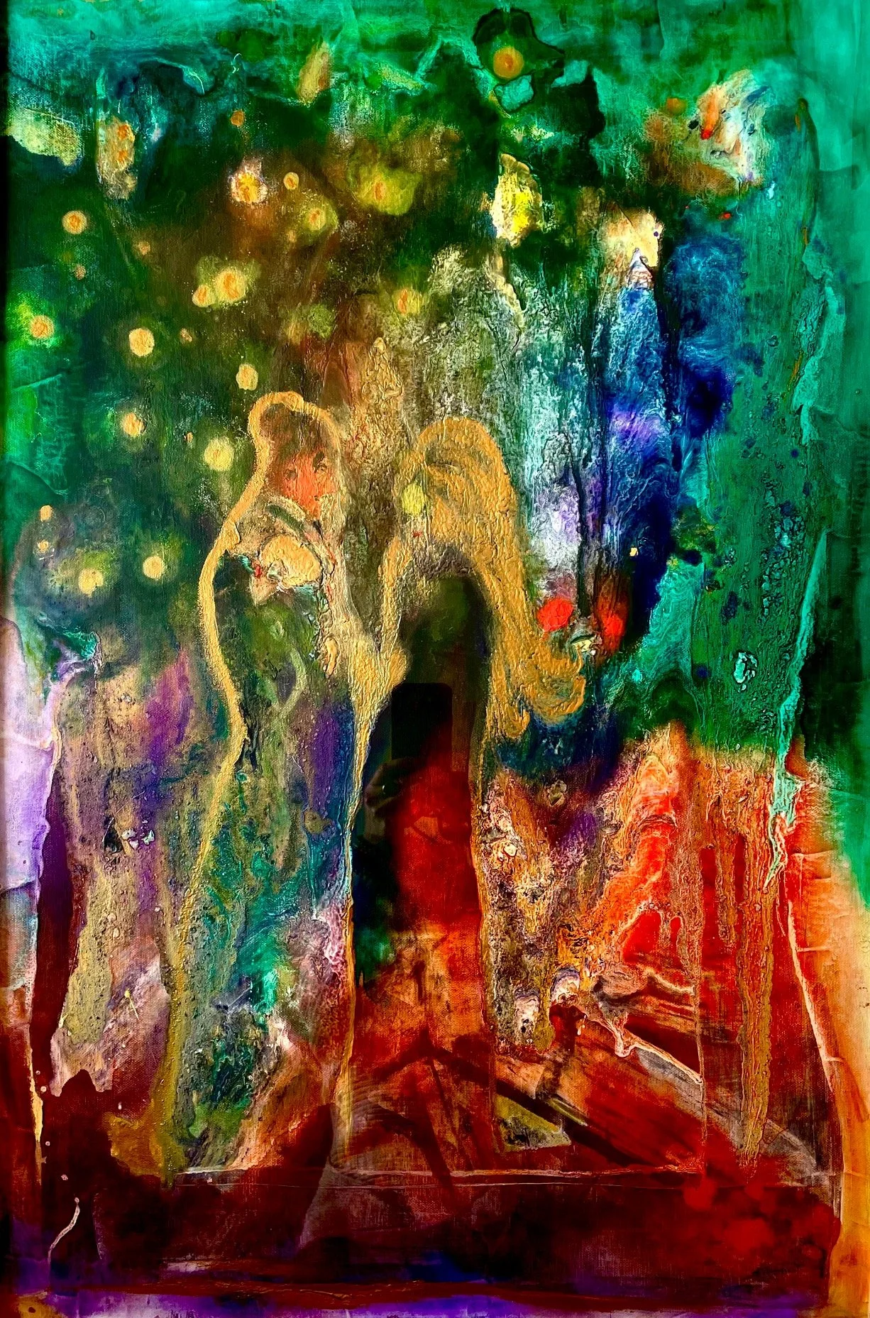 Emerald Glow 2024, mix medium on canvas 60 x90 cm