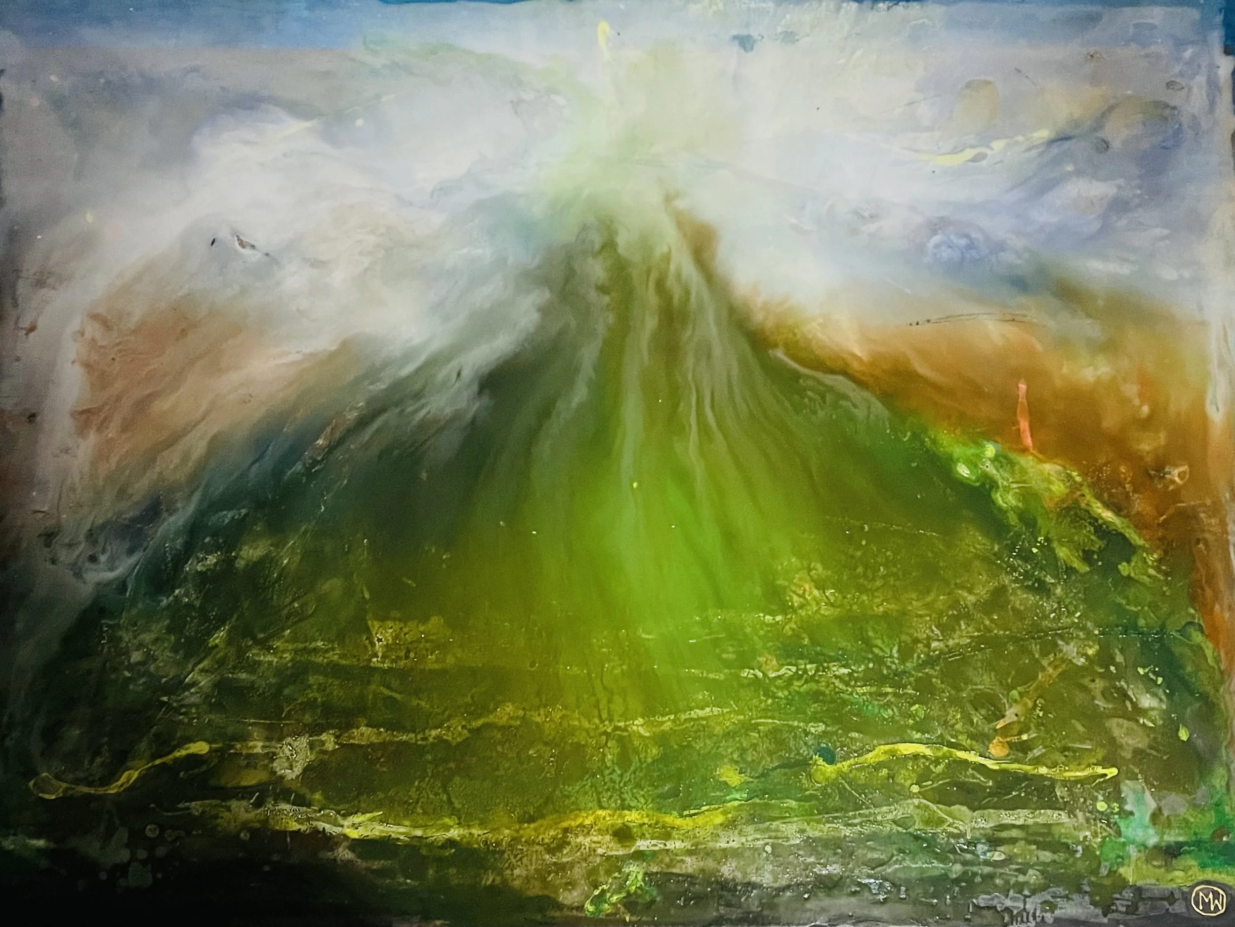 Clouds over city 2022, acrylic, 60 x90 cm, on canvas