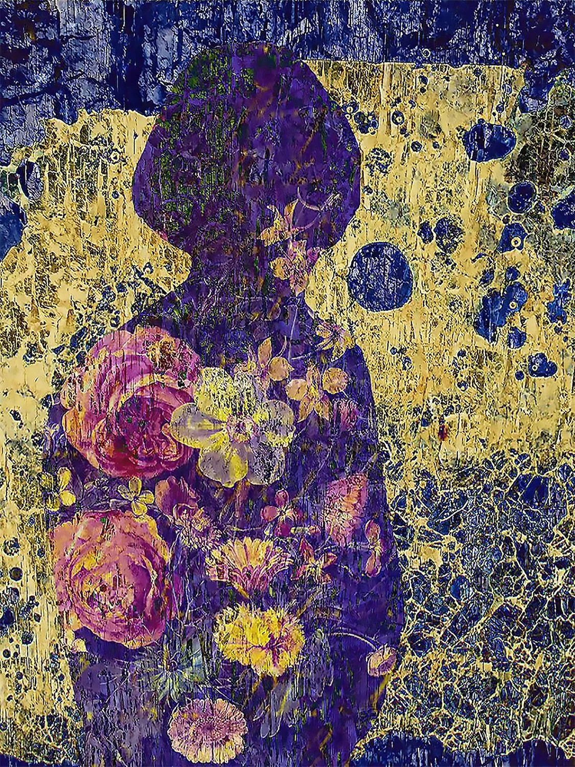Portrait of the Artist with Flowers, 2023, Photomontage acrylic facemount, 40.6 cm H × 30.5 cm W