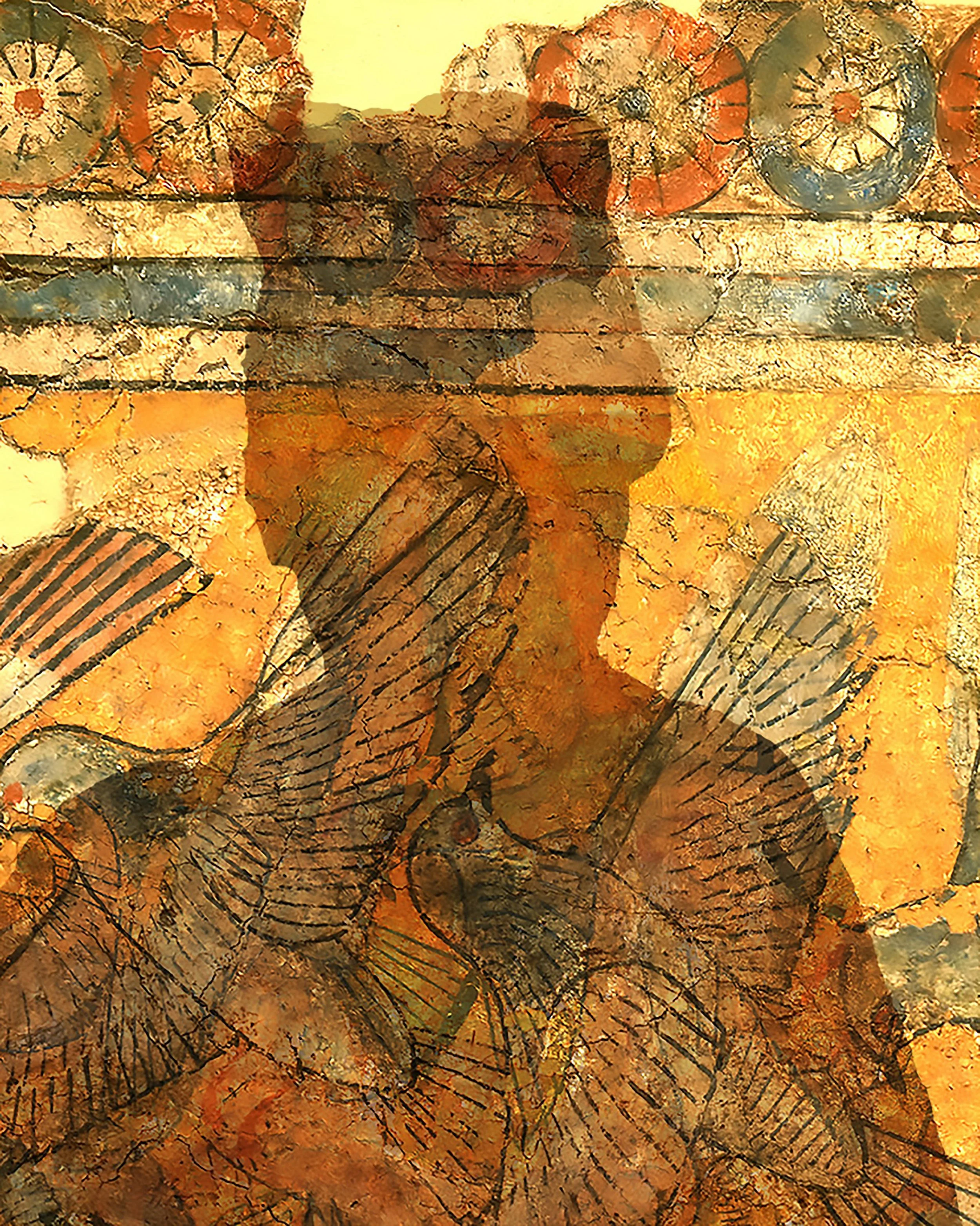 Woman with Birds, 2023, Photomontage acrylic facemount, 40.6 cm H × 30.5 cm W