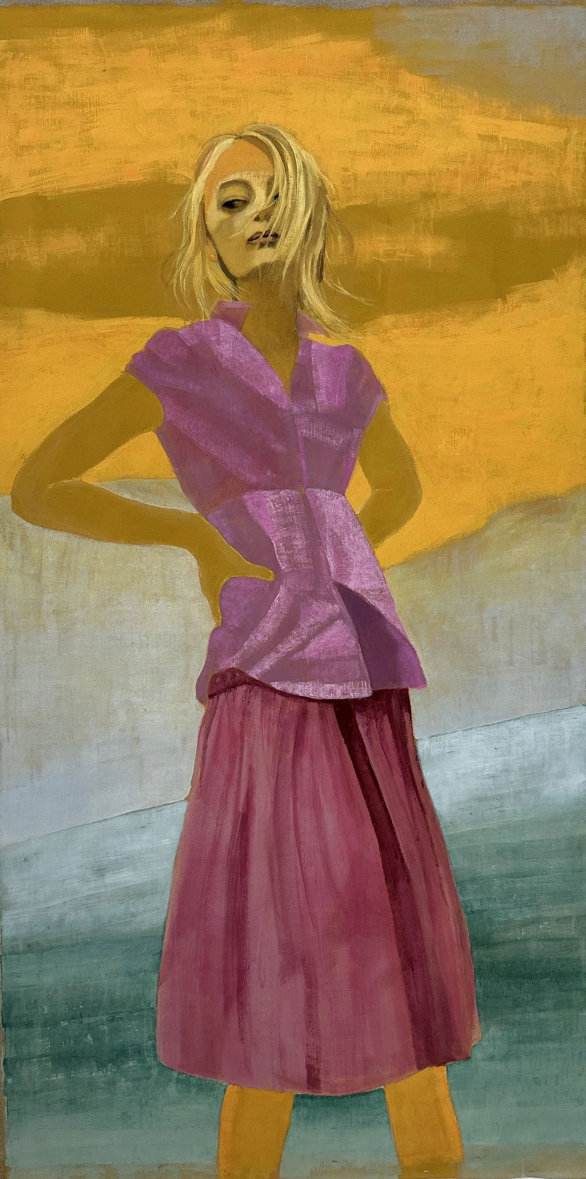 Dawn, 2023. Tempera on canvas, 195 x 90 cm.