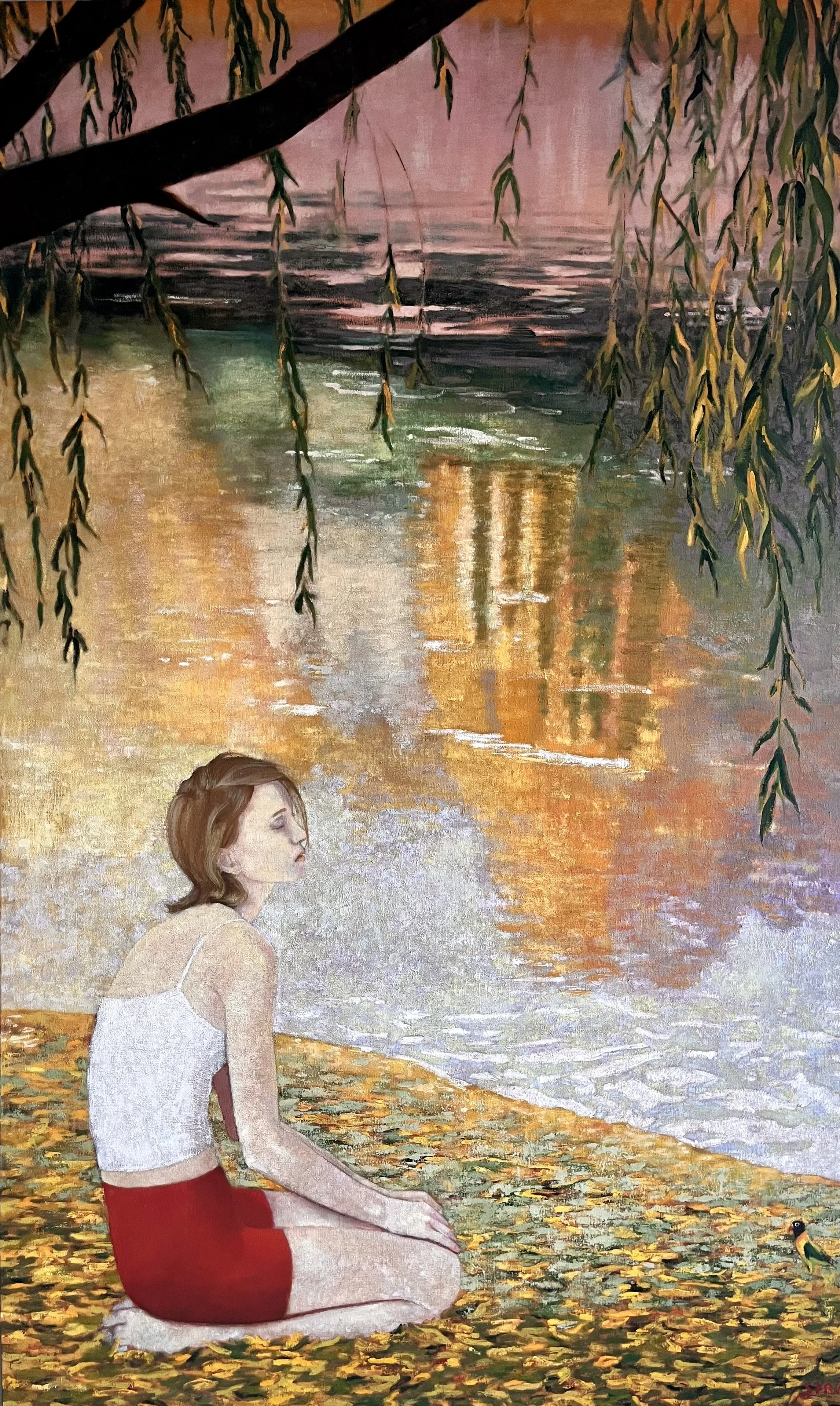 Close Your Eyes And Imagine, 2025.Tempera on canvas, 200 x 120 cm.