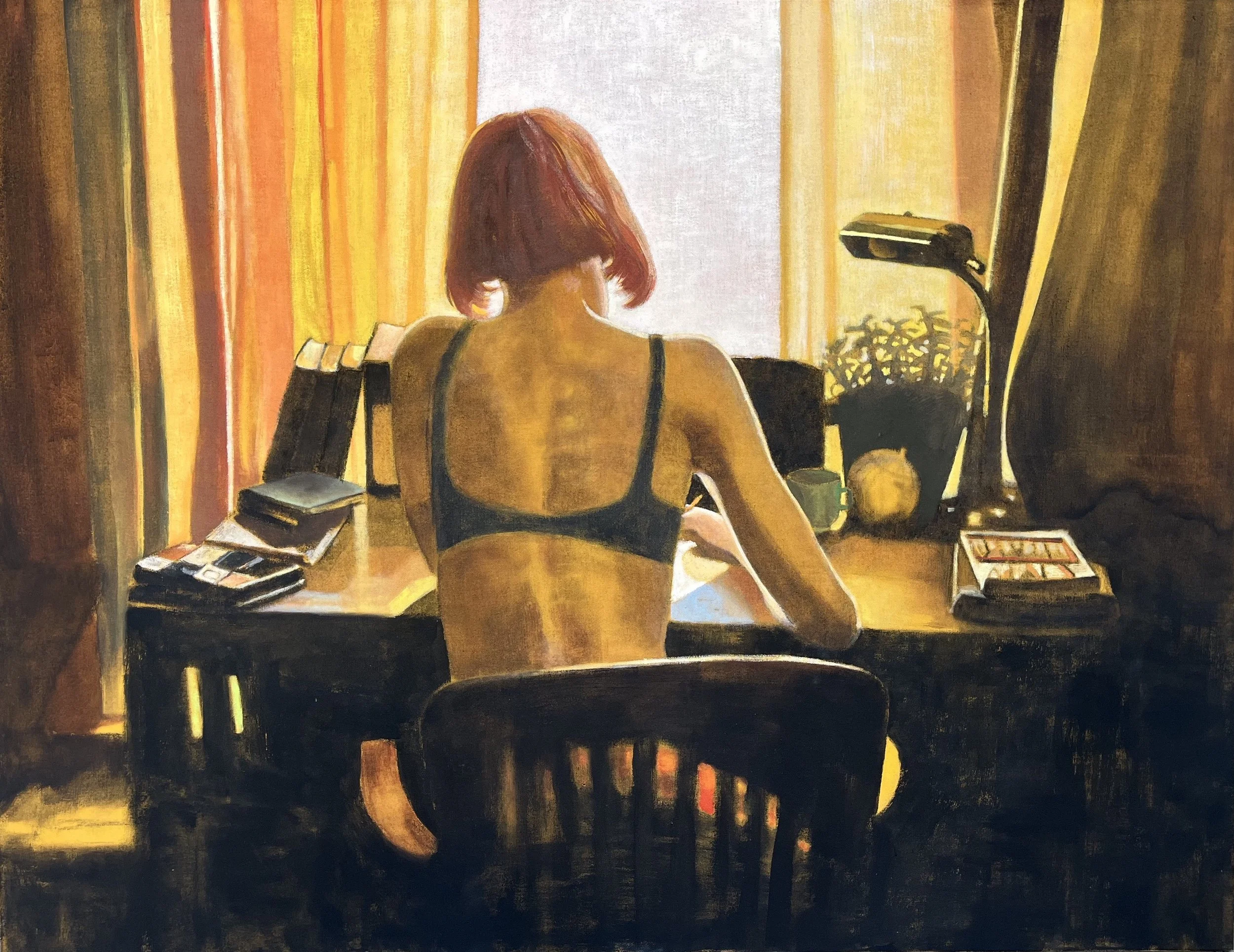 My Life With Eyes Wide Open, 2024.Tempera on canvas, 130 x 100 cm.