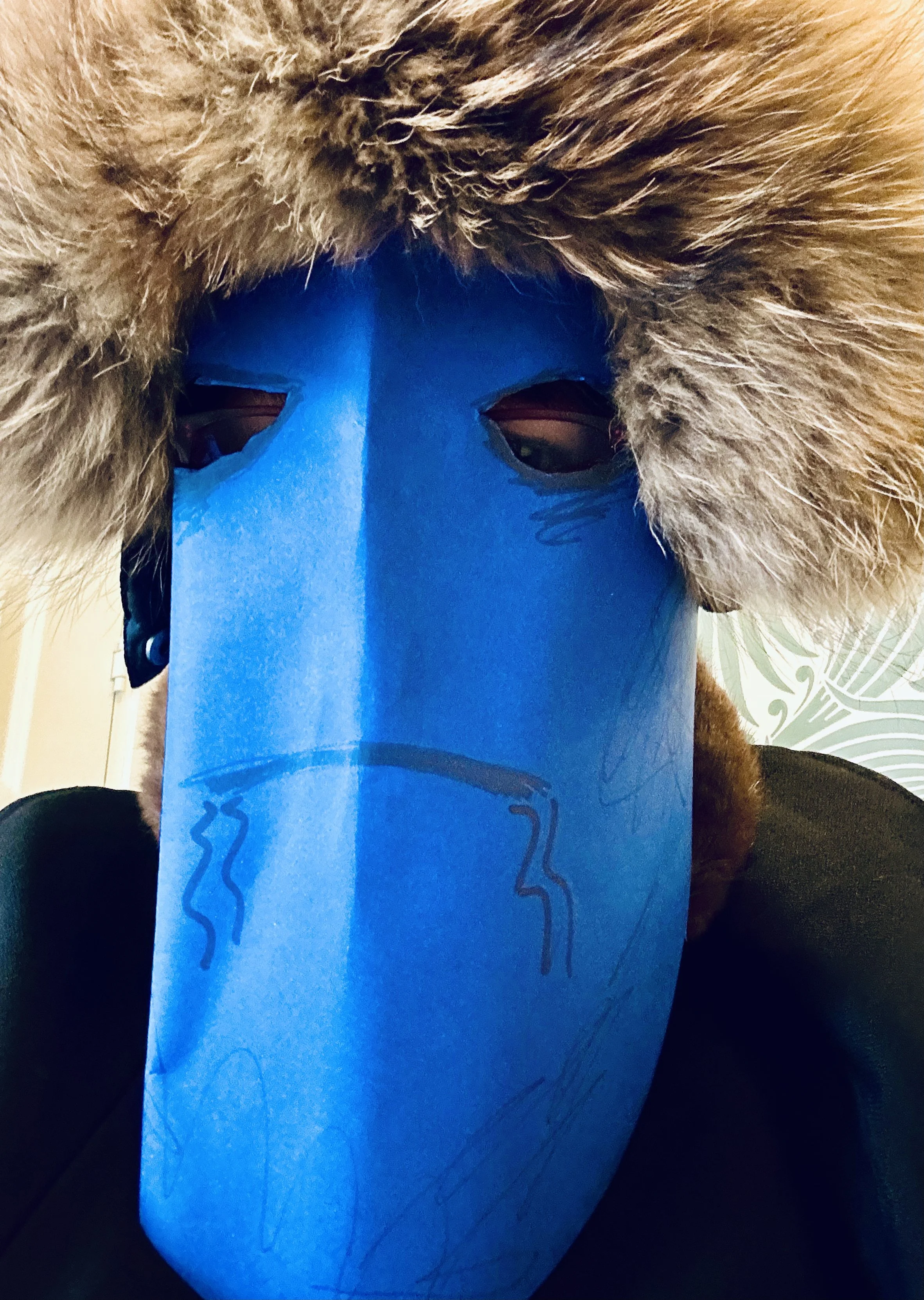 SelfPortrait with Jul/Yle-Anders Mask, AH.Brekke, 2024. Photo, paper, fure.