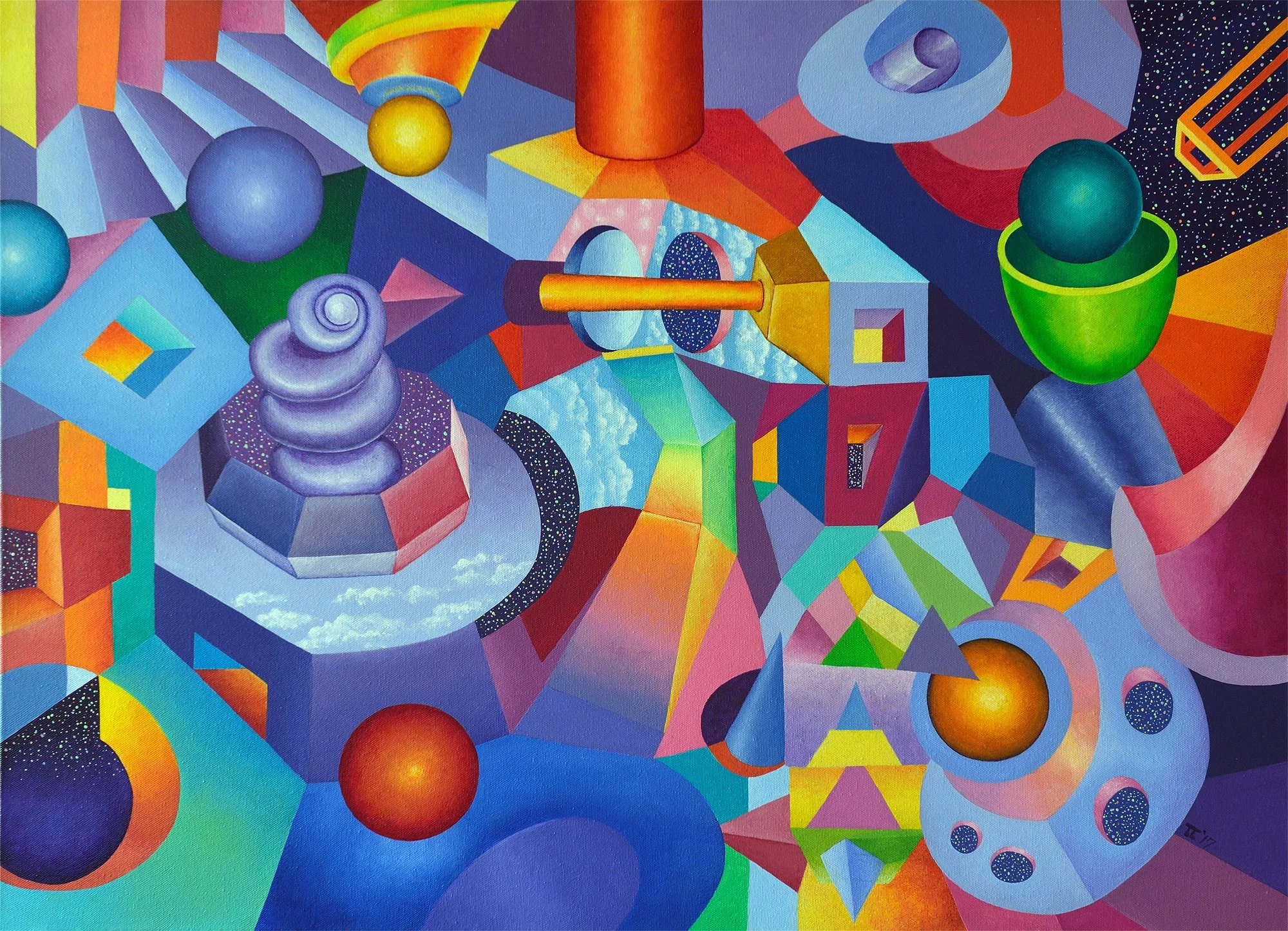 "Fragmented"; Acrylic on Canvas; 56cm x 76cm; 2017