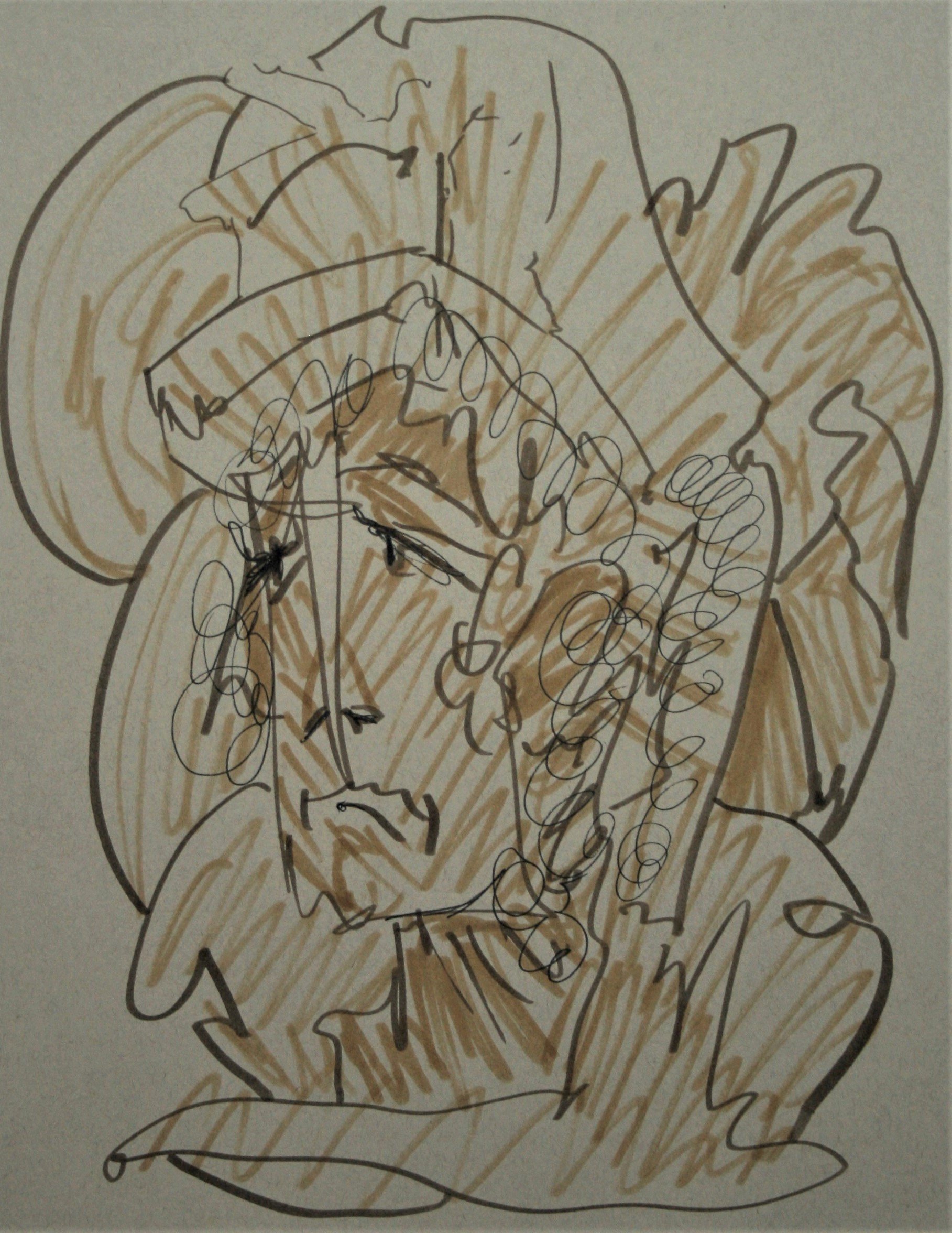 Sadness Study, 2021. Conte and Markers on paper, 50.8 x 40.64 cm.