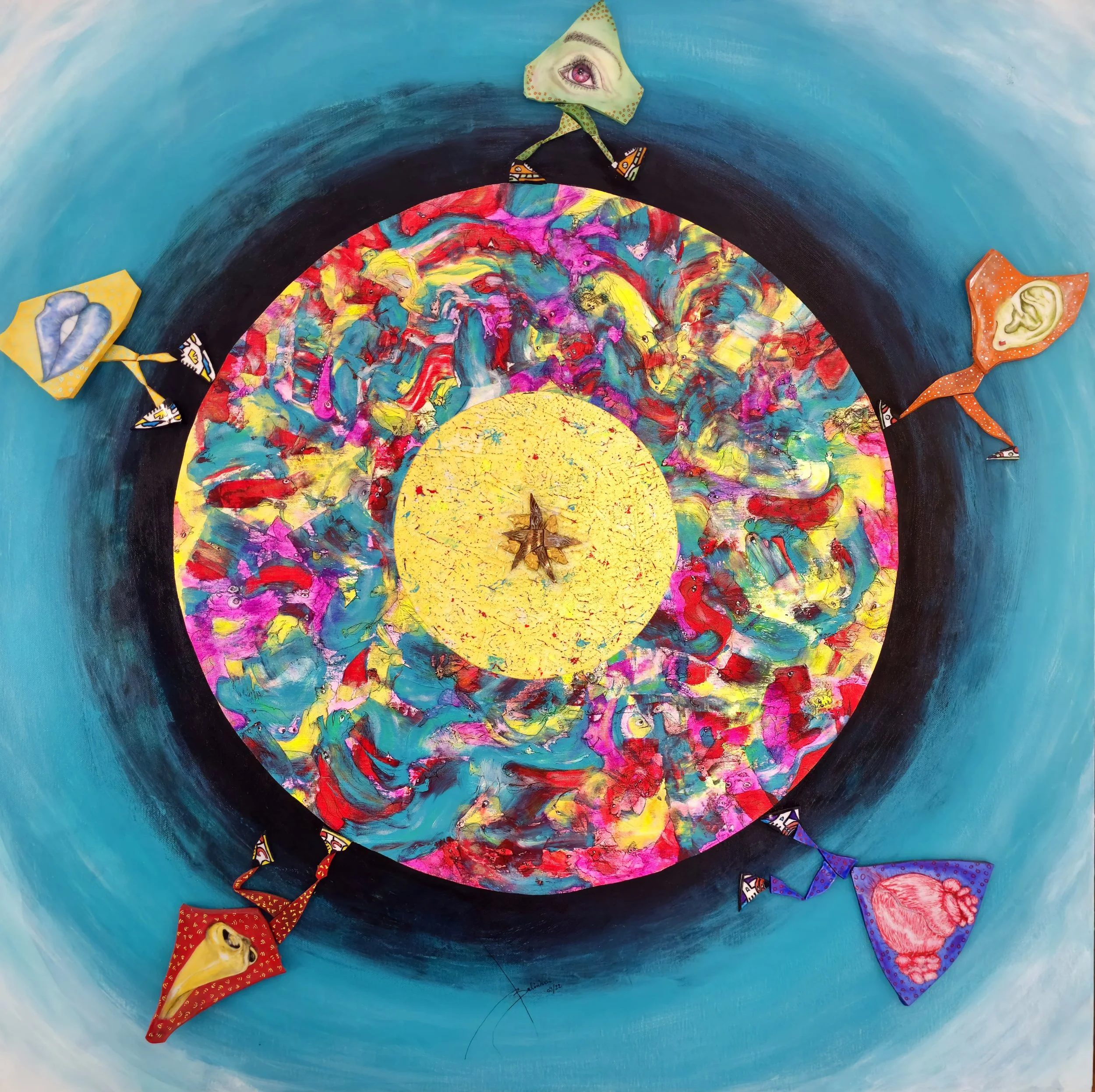 Odyssey, 2022. Porcelain Fusion on Canvas, 100 x 100 cm.