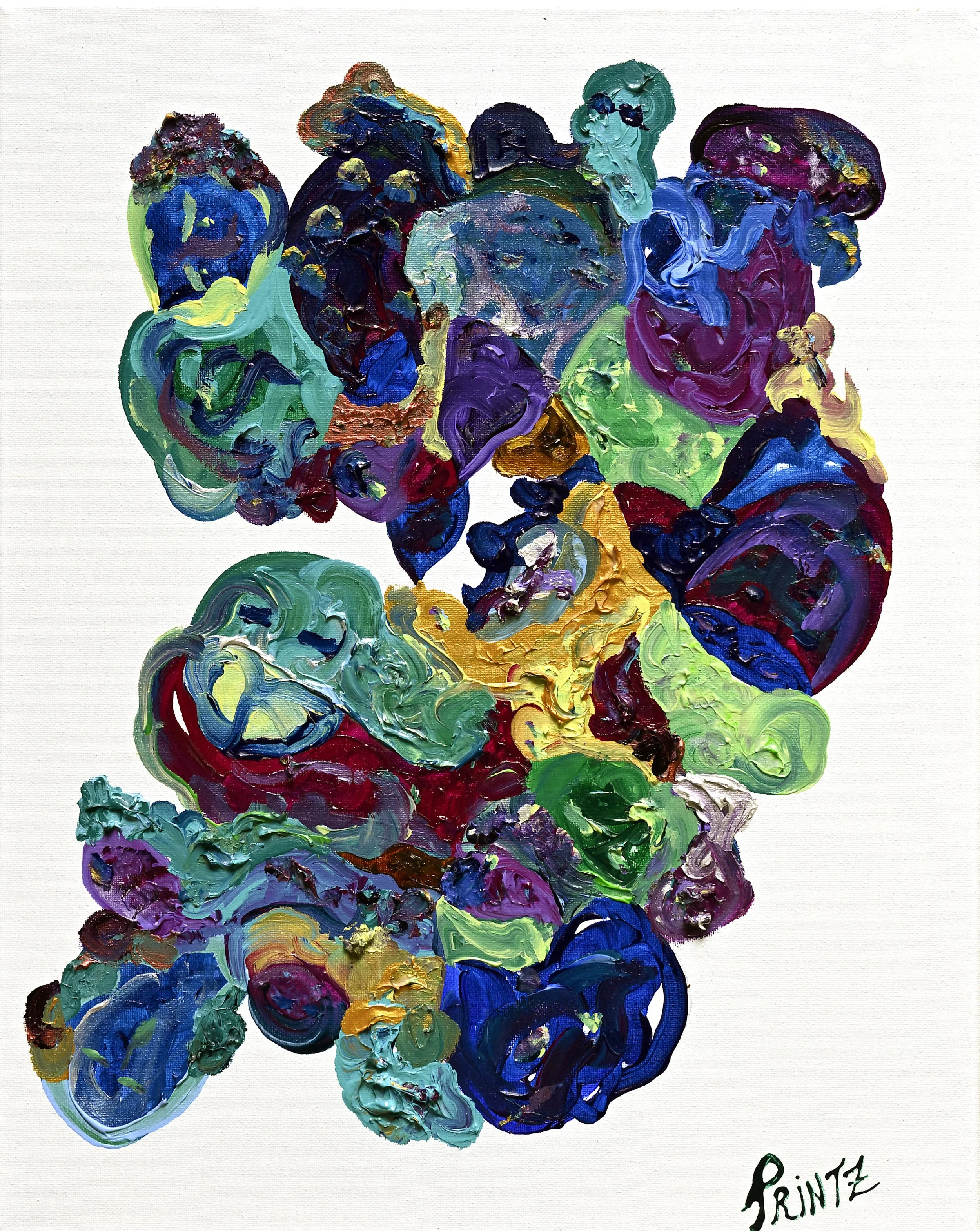 LINKED, 2025 by Gayle Printz, Acrylic on Canvas, 40.64 cm Wide by 50.8 cm High