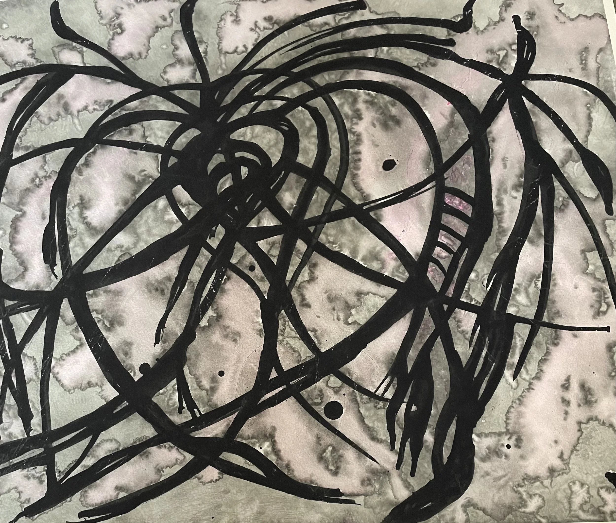 A Course of Time, Poetic Image Indian Ink Quill on Masonite, 2015, 41 x 51 cm