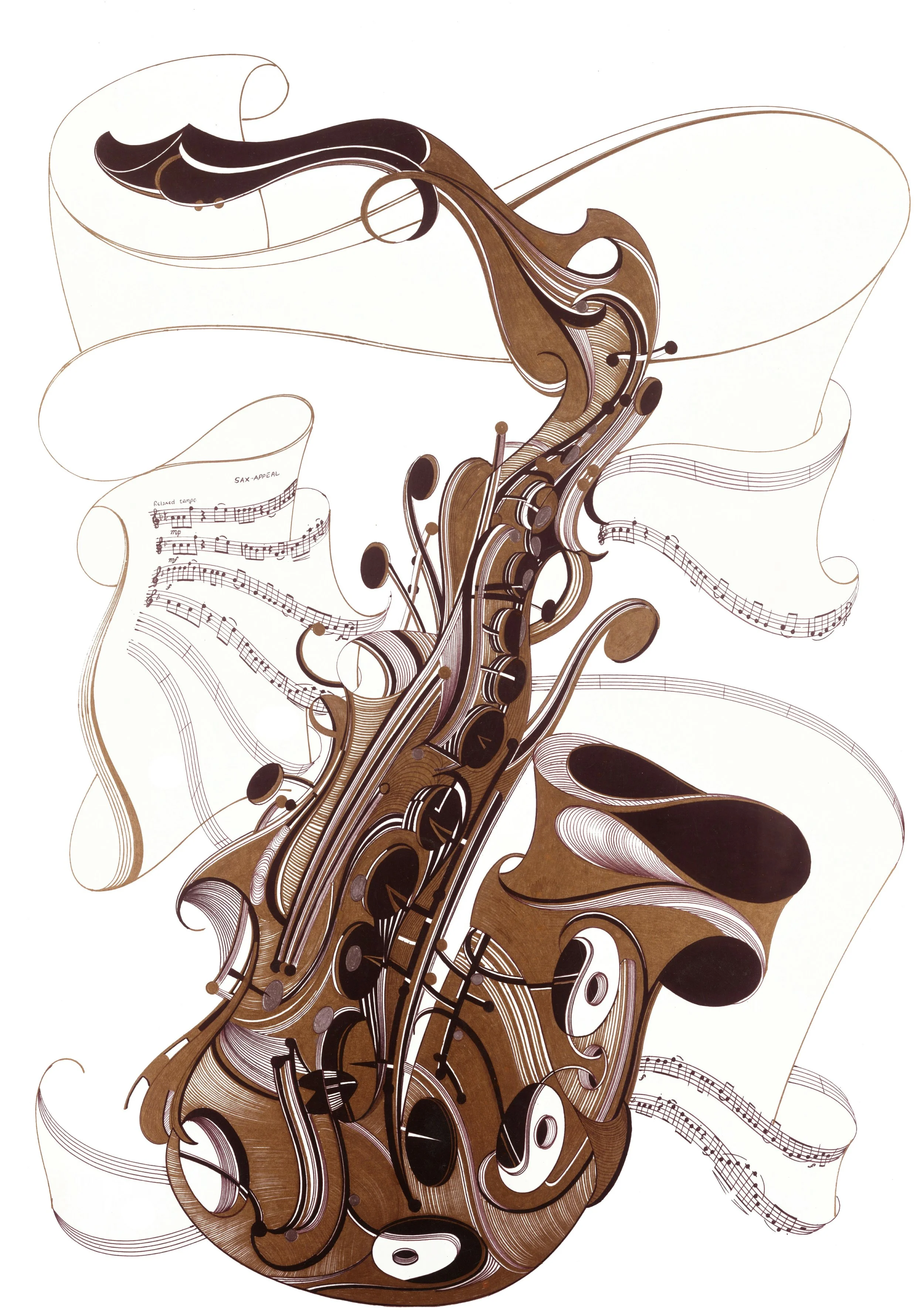 SAX, 2000, pen and ink on paper, 42cm x 29.7cm