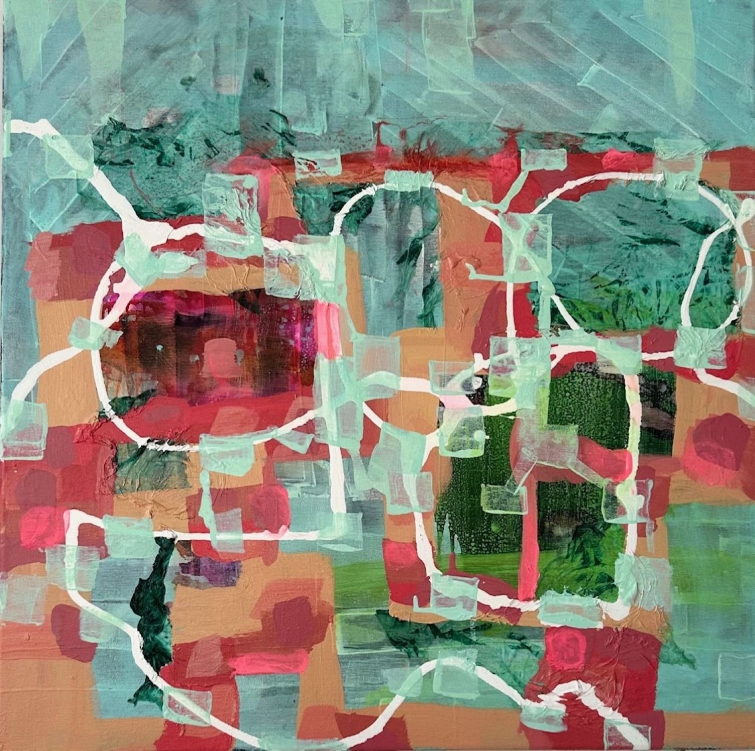 Sea-Foam Terrarium, 2025, acrylic on canvas, 62cm x 62cm