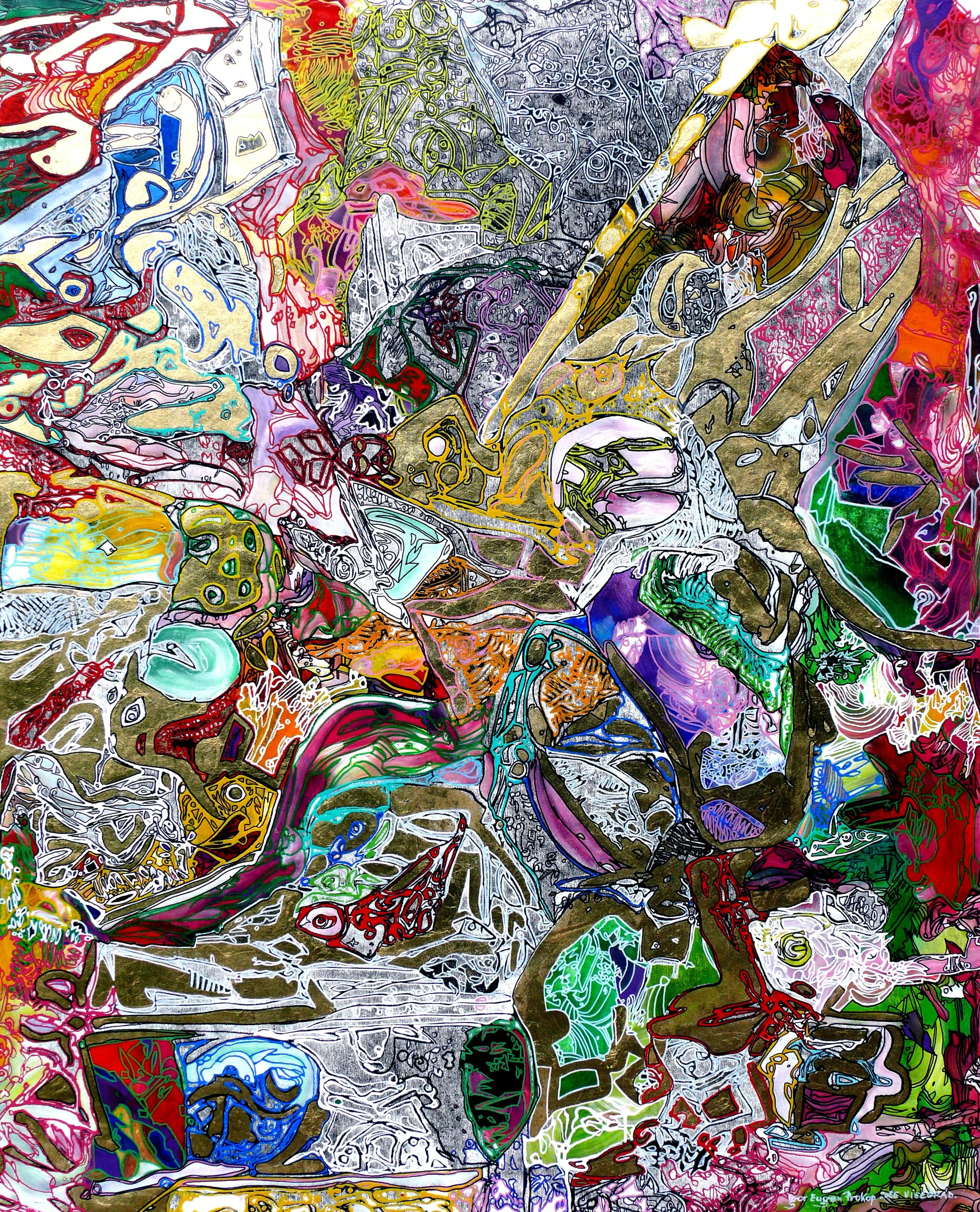 The Golden Dream Animals Of The Broken Eden, 2025. Acrylic on Canvas,  130 x 160 cm.