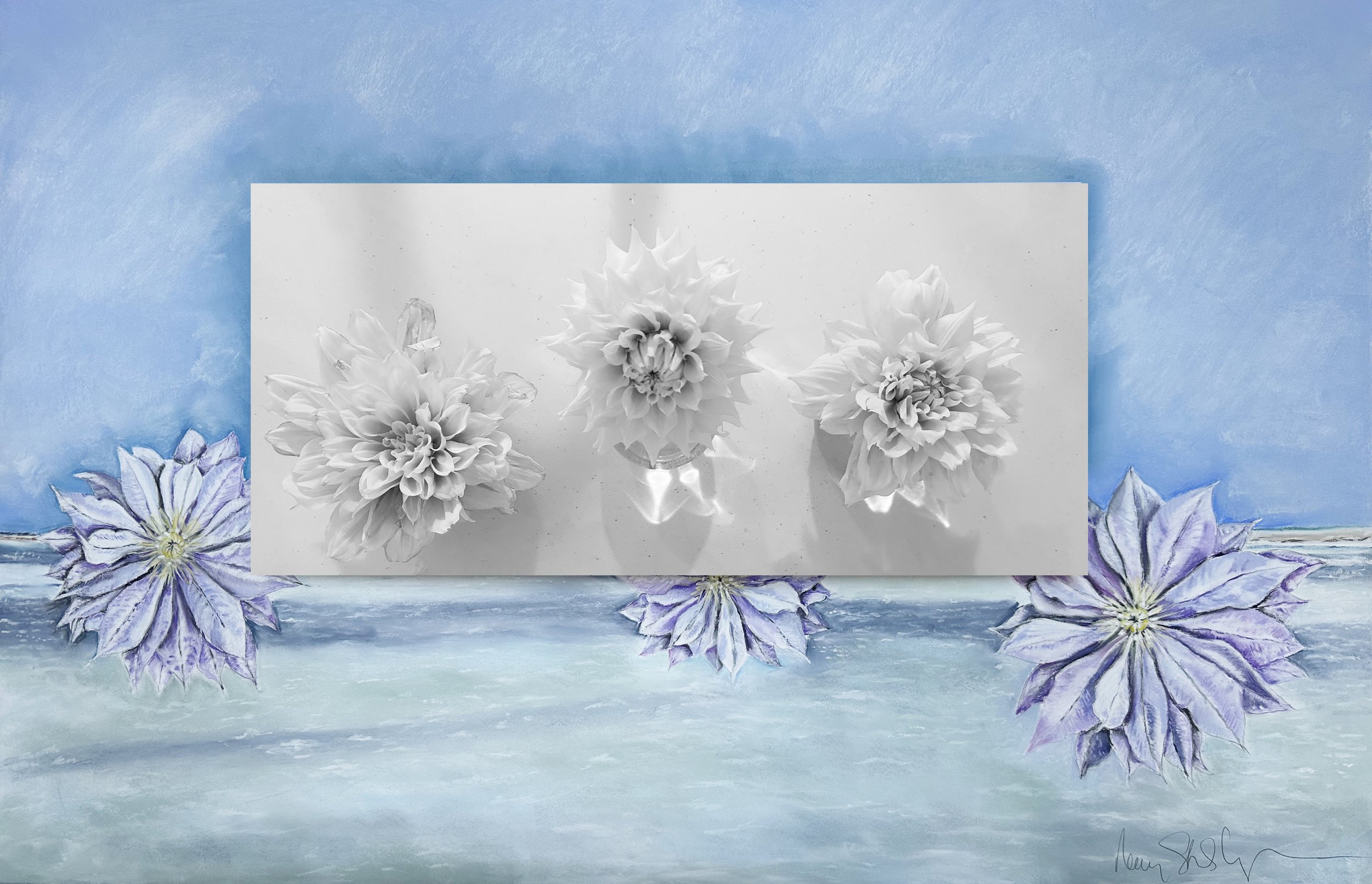 The Luminescence of Light, pastel on paper, photograph, 109.22 x 68.58, 2025