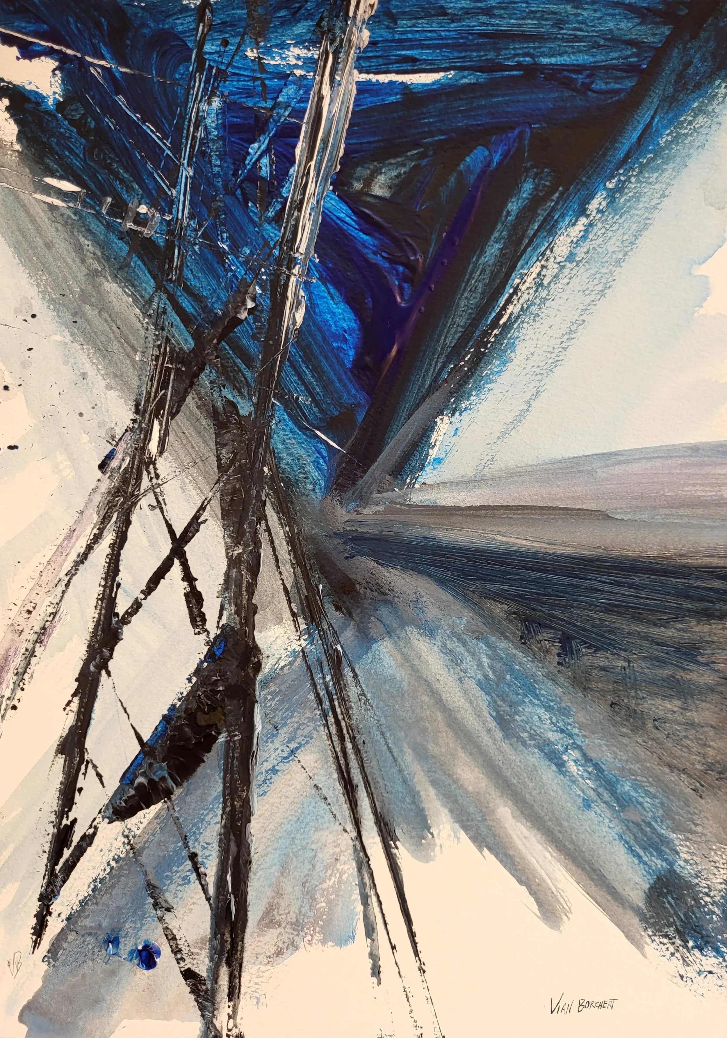 Electrical, 2025, Acrylic on paper, 30 x 22 cm