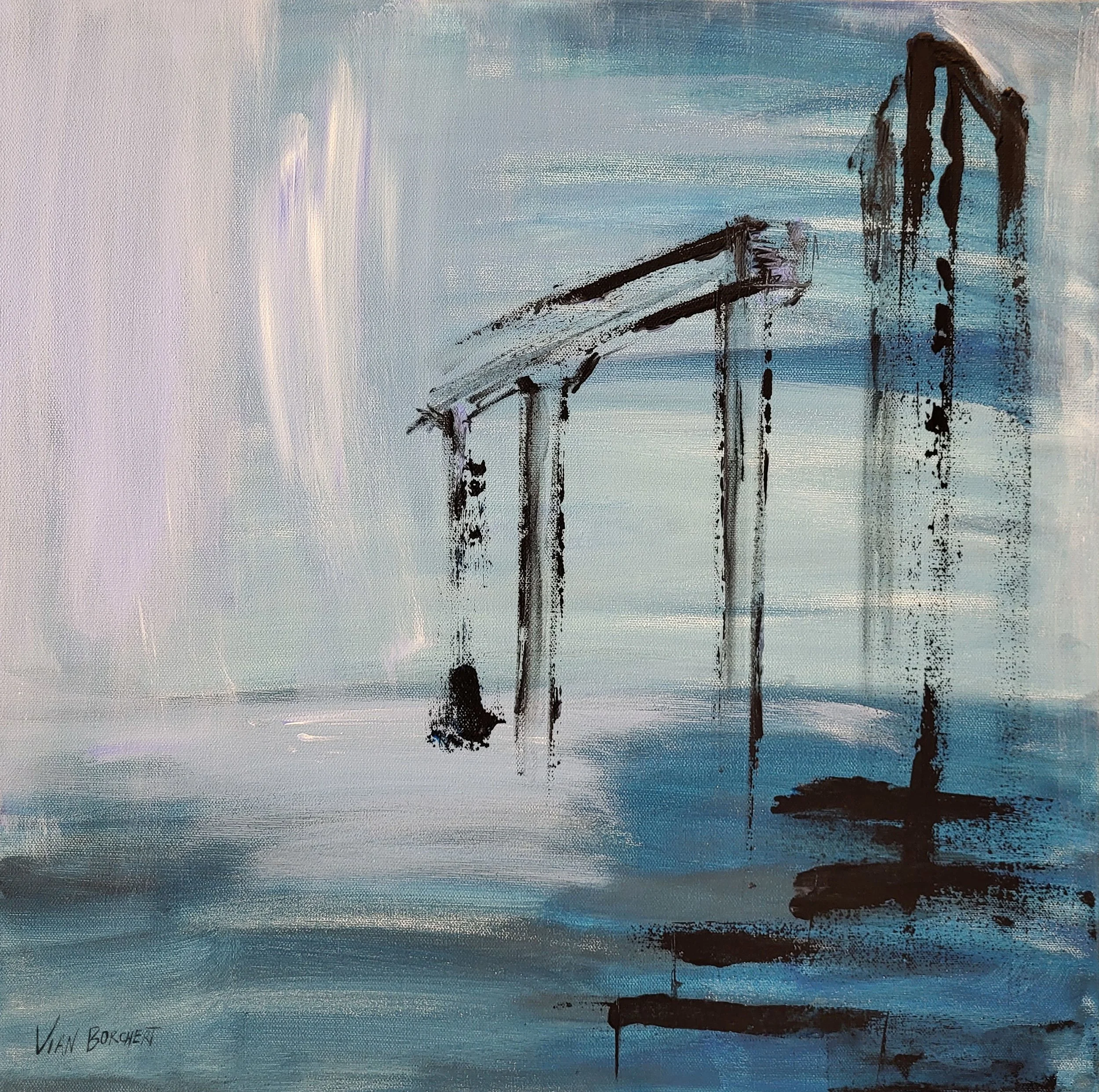 Columns of the Temple of Apollo, 2025, Acrylic on canvas, 60 x 60 cm