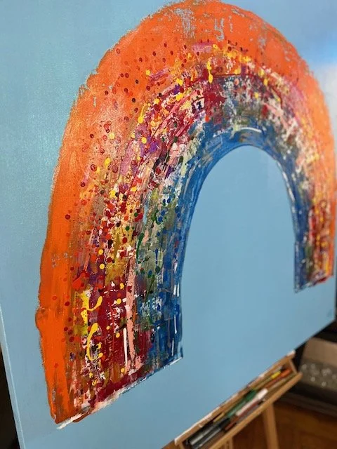 Rainbow Celebrations, 2024, Mixed Media/Acrylic Paint, 114 x 114 cm