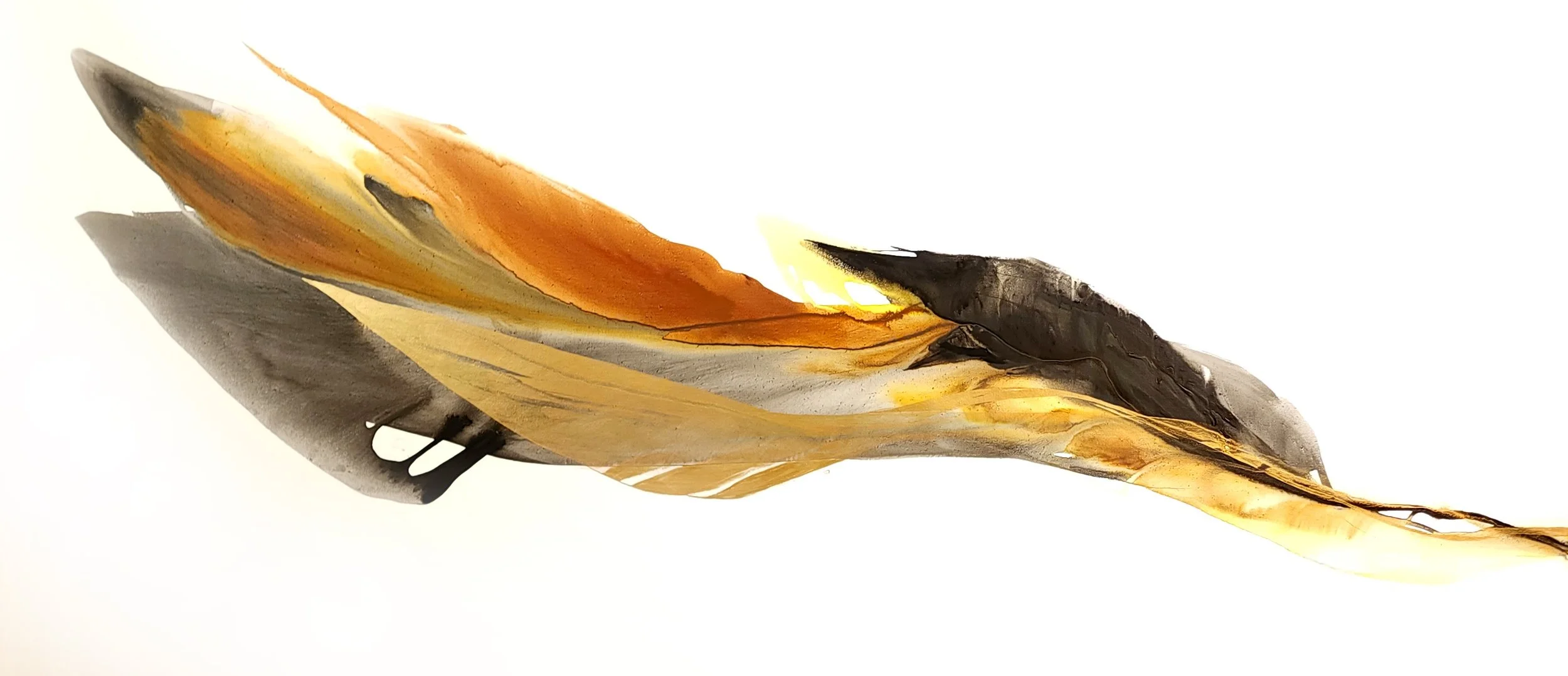 Nocturne, 2022. Acrylic with bronze, copper and gold on acrylic, 106.68 x 223.52 cm.