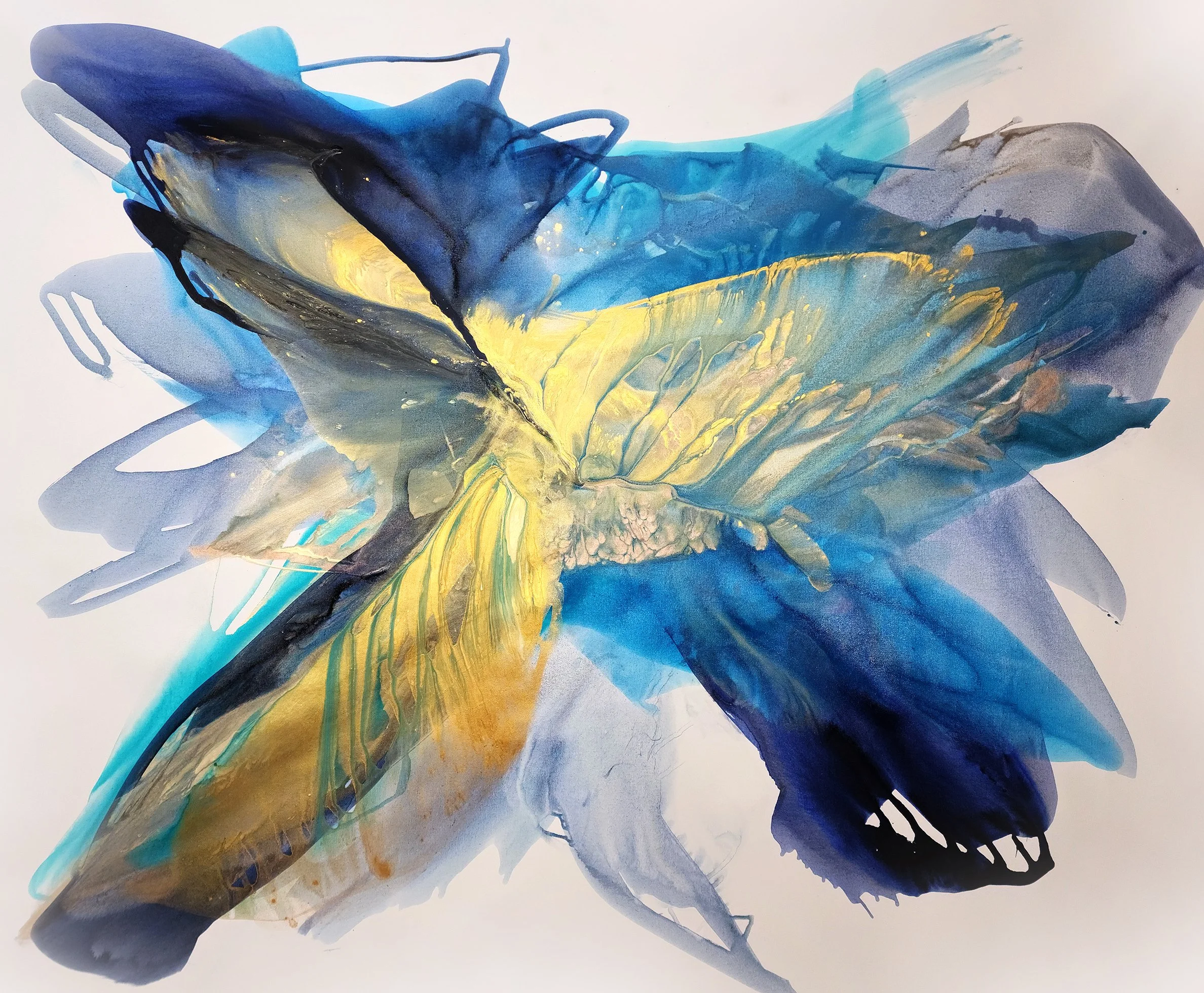 The Winds of Time, 2023. Acrylic with gold on canvas, 121.92 x 142.32 cm.