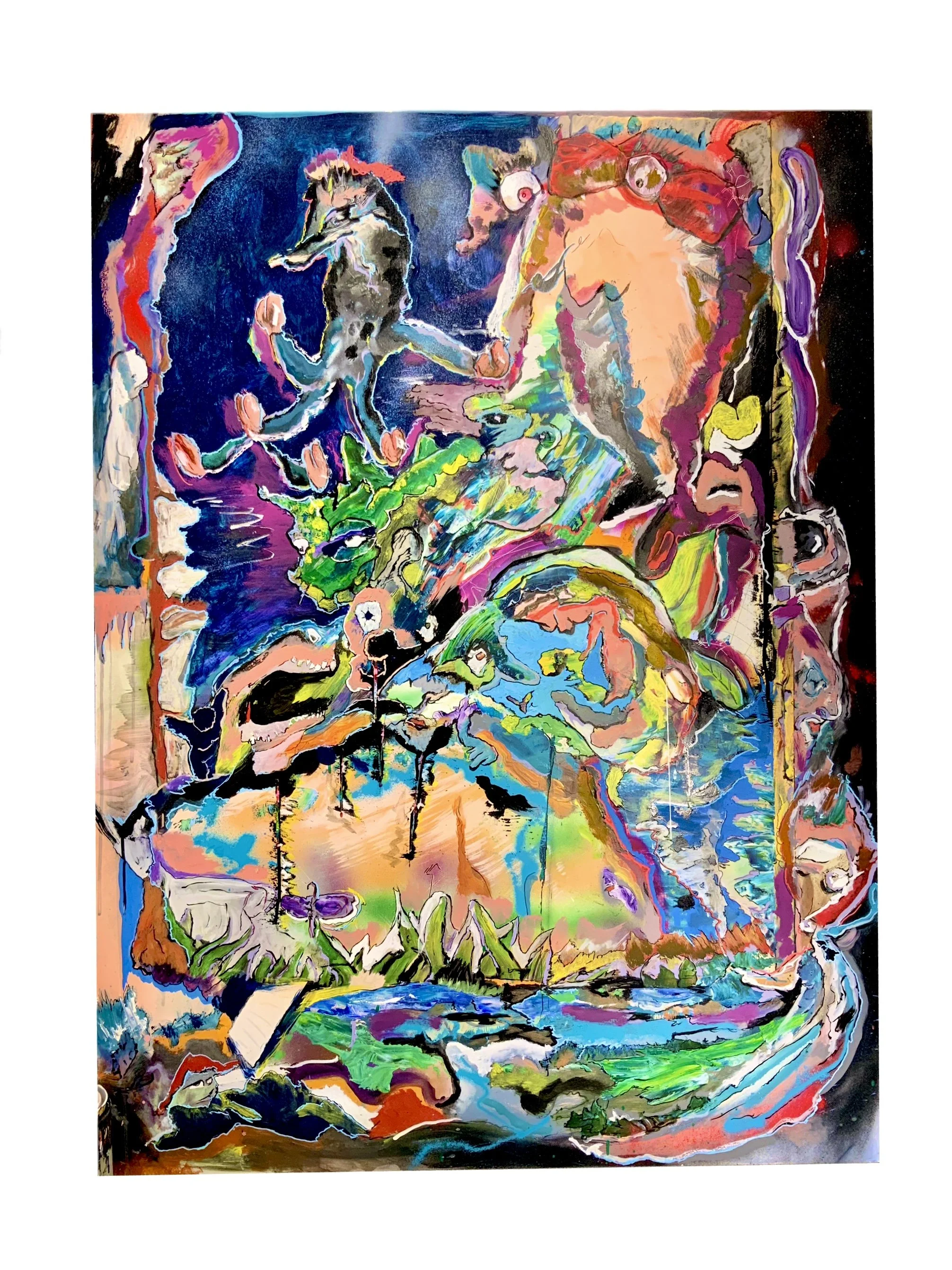 Viewers from the shadows, 2025, acryl on alu plate, 90x120