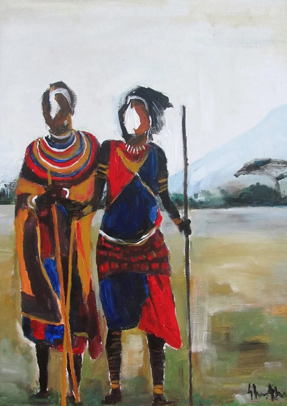 Maasai Graze, 2011, Acrylics on Canvas board.