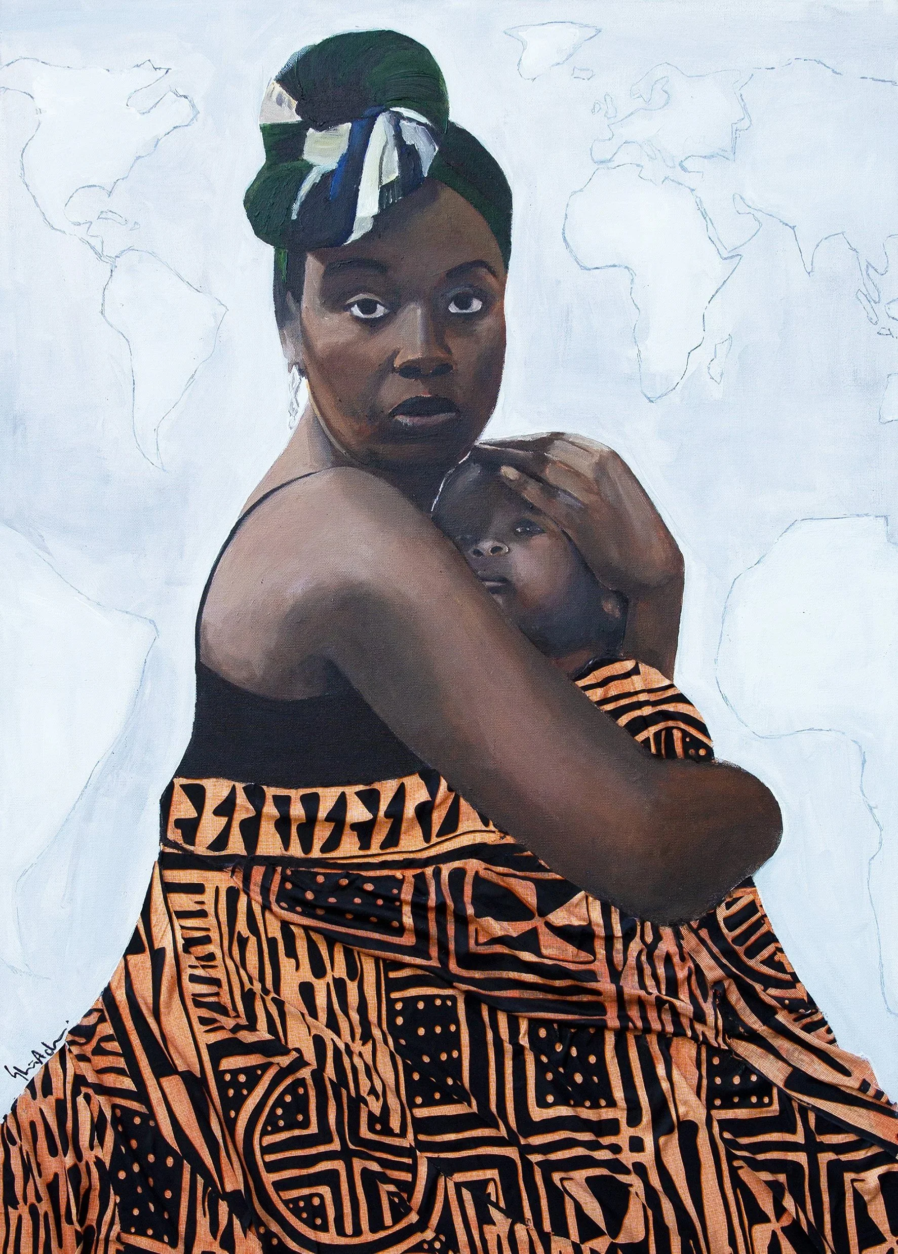 Mama's many pain, 2021,Acrylics on canvas