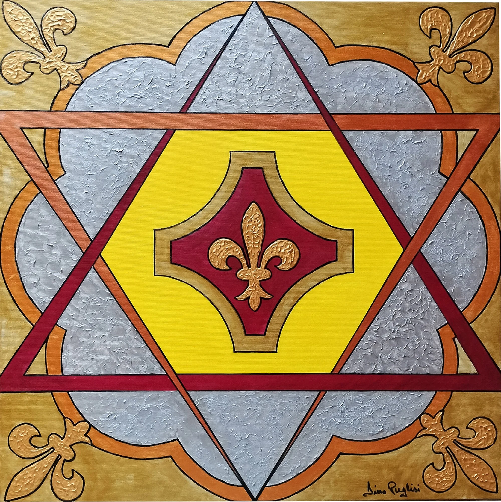 I Gigli Dorati - acrilico su tela 60x60x3 cm