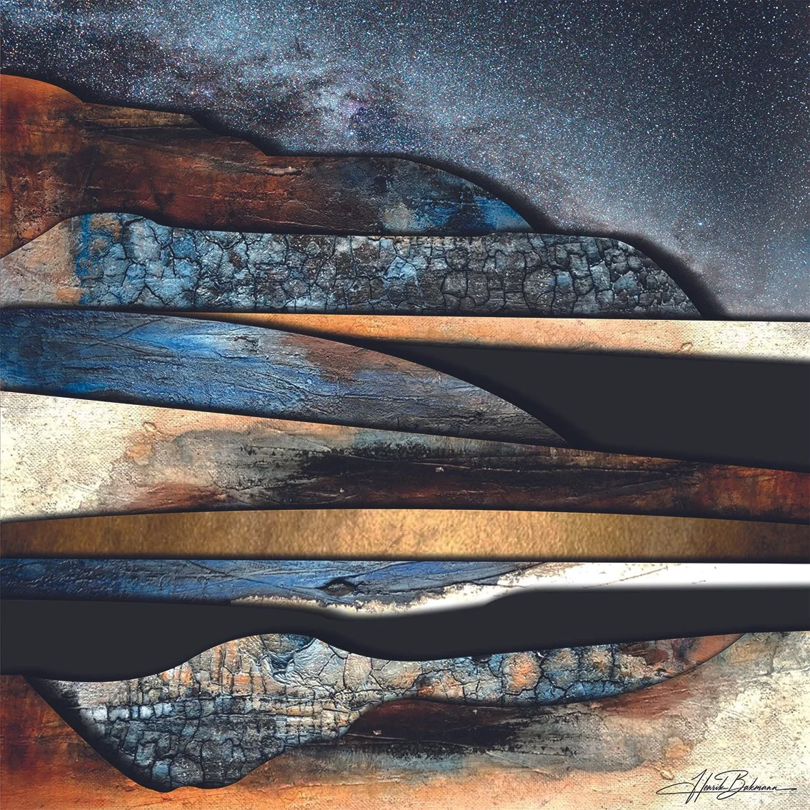 Beautiful nights, 2024, digital collage on canvas, 60 cm x 60 cm