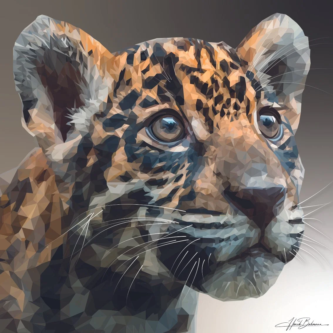 A little playful leopard cub no. 1, 2026, digital collage on watercolor paper, 20 cm x 20 cm