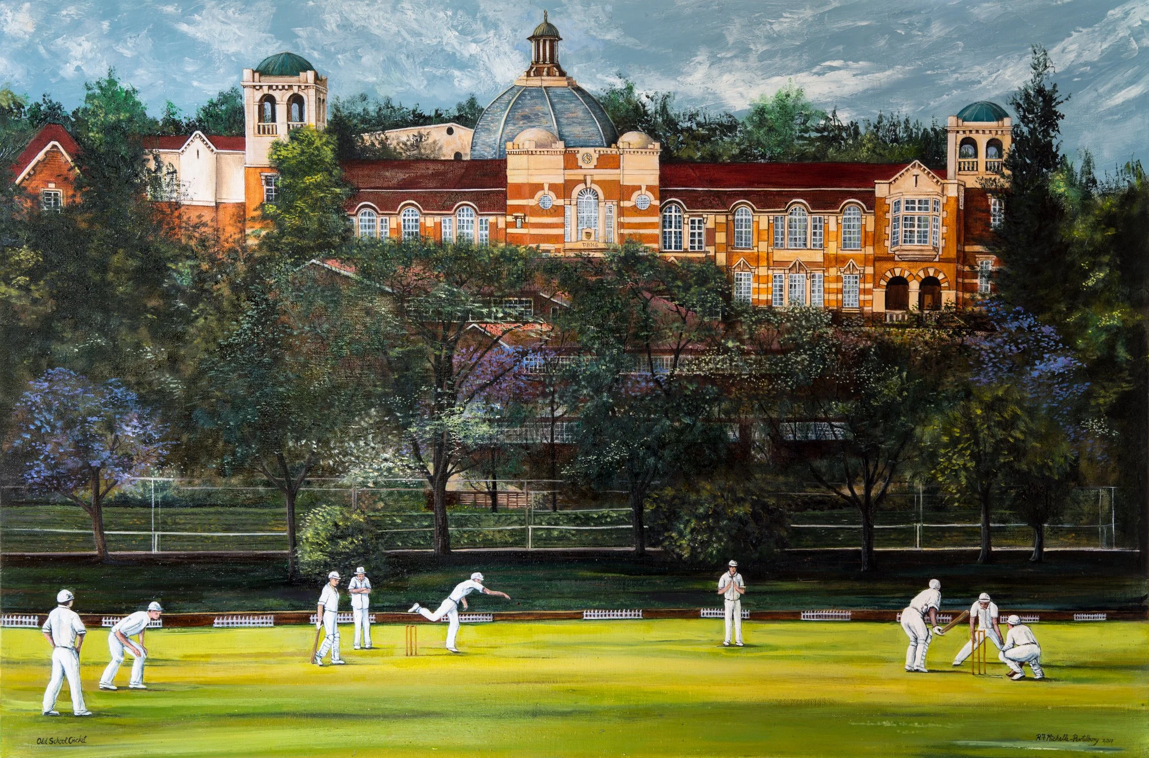 Old School Cricket, 2020. Oil on canvas, 61 x 91 cm.
