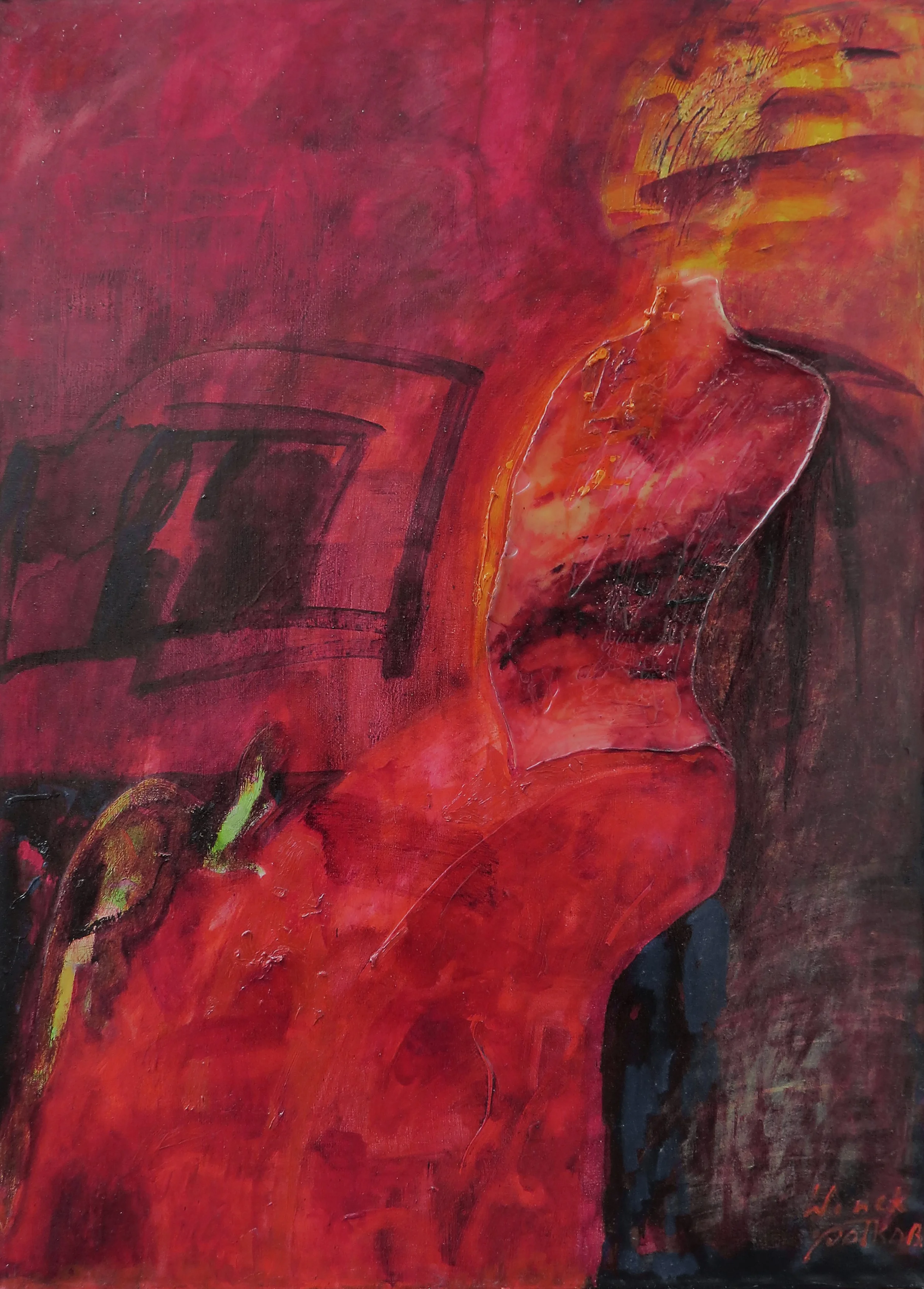 ANGEL - METHAMORPHOSIS, 2012, oil and own tech. on canvas, 140 x 100 cm