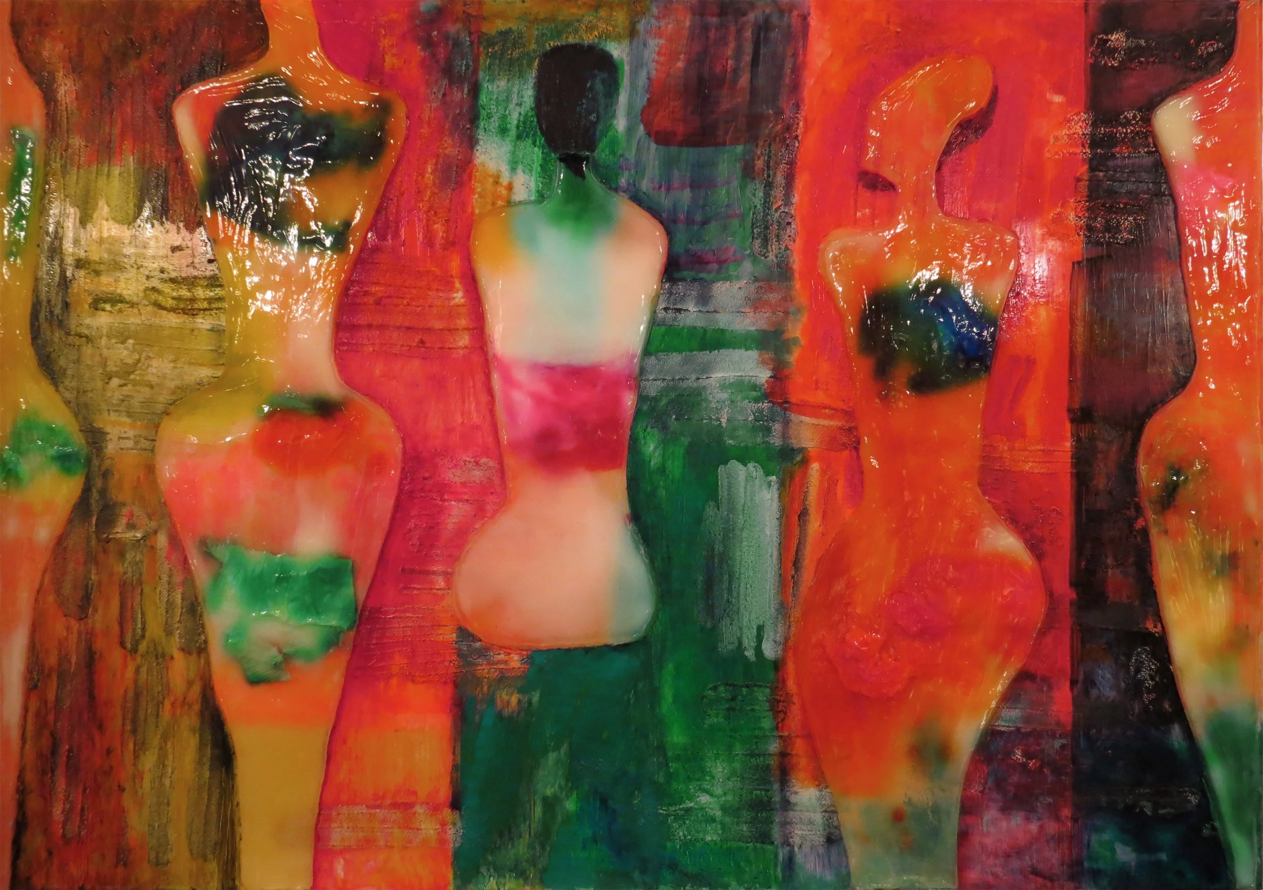 MATERIA CONTRA ASTRAL, 2022, oil and own tech. on canvas, 140 x 200 cm