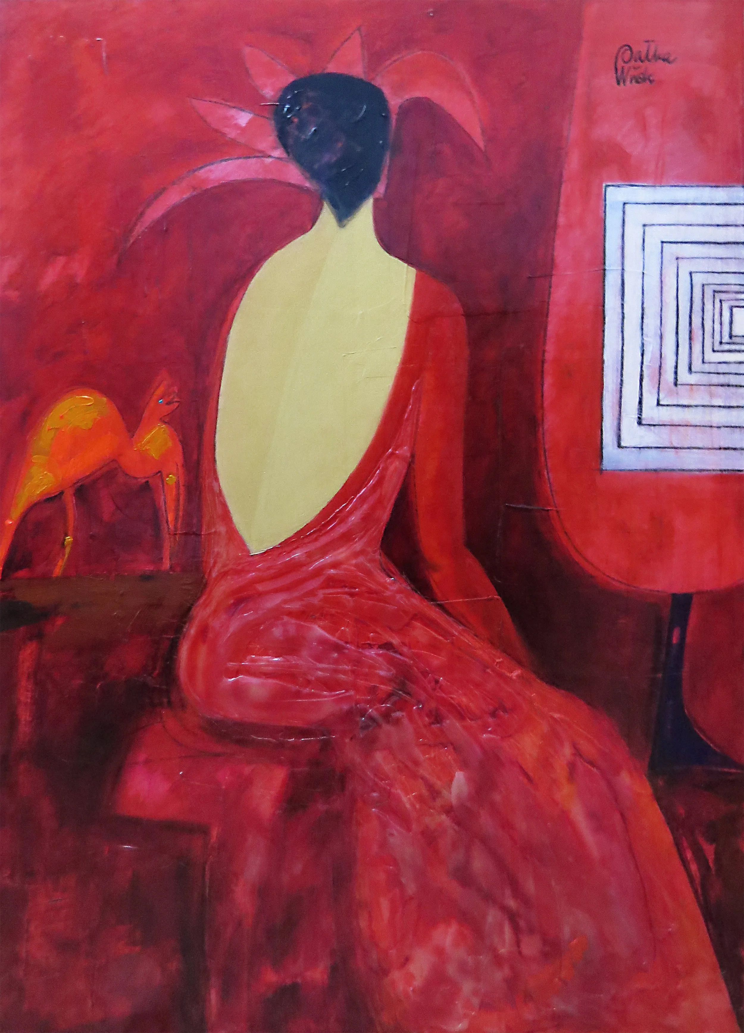 PSYCHOMANTEUM, 2025, oil and own tech. on canvas, 140 x 100 cm