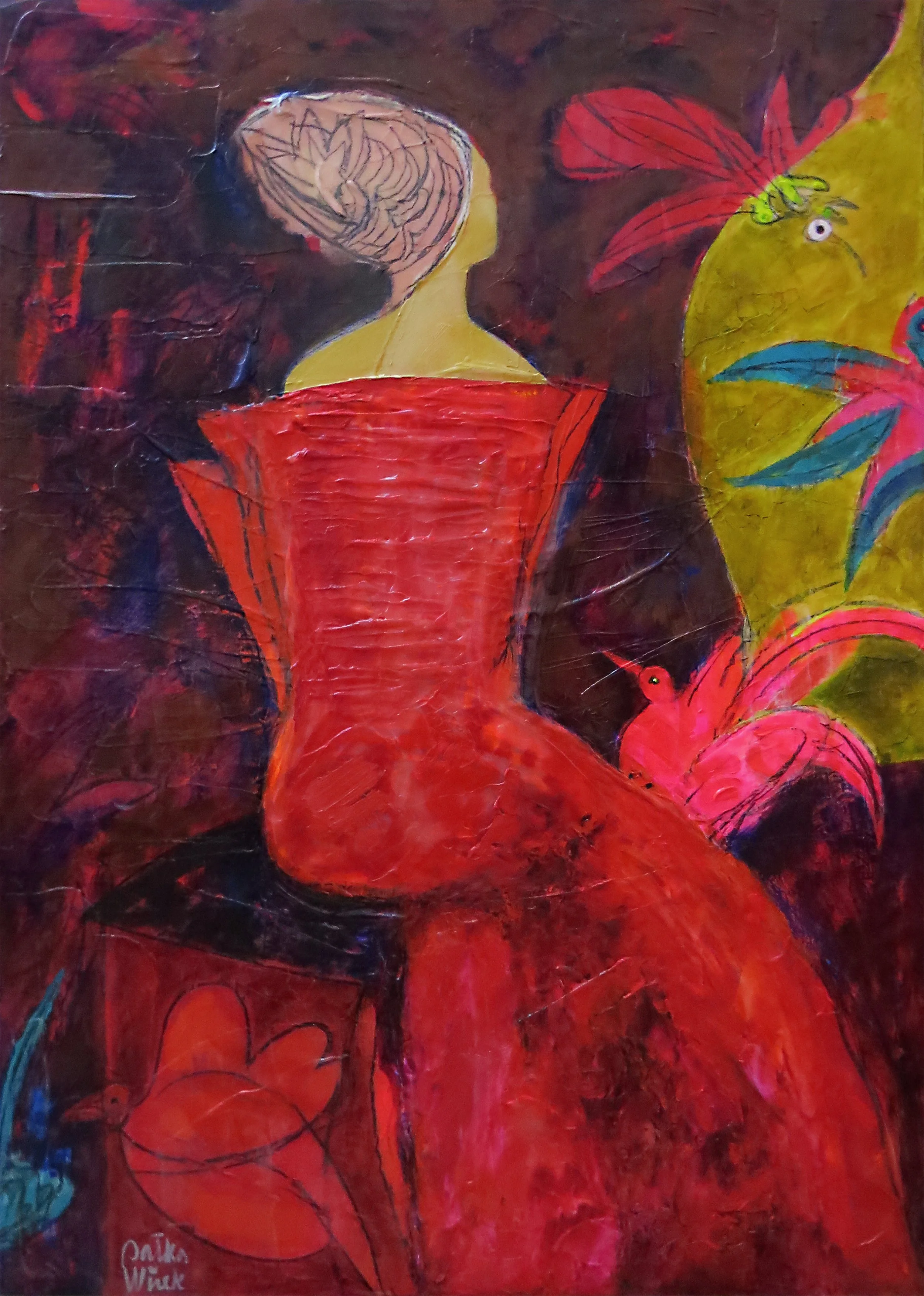 AFIRMATION OF LIFE, 2025, oil and own tech. on canvas, 140 x 100 cm