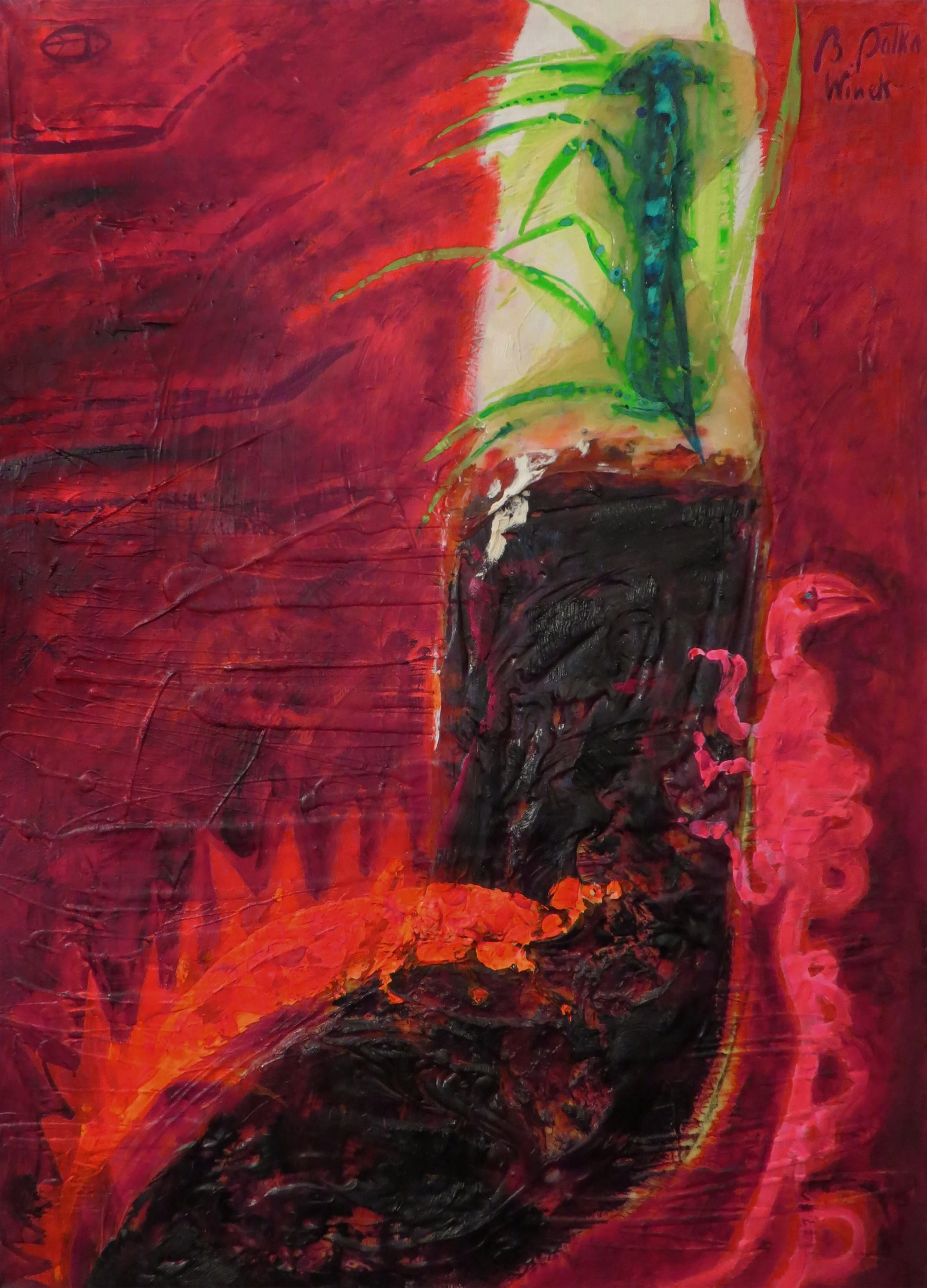 MANTIS, 2012, oil and own tech. on canvas, 140 x 100 cm