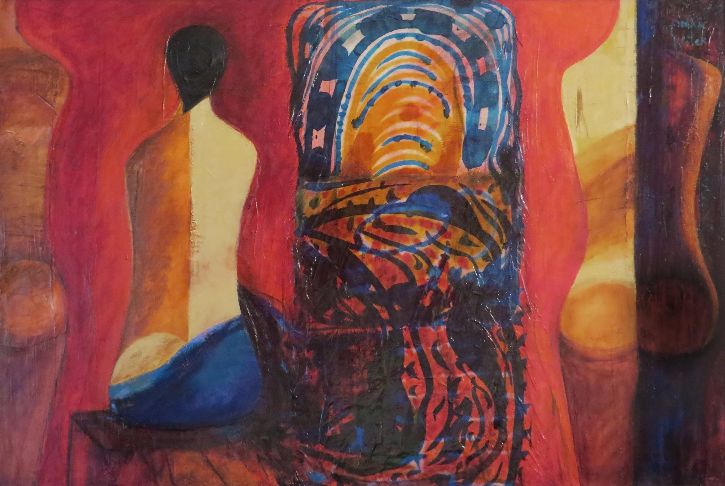 SCREENS SIMULATION, 2025, oil and own tech. on canvas, 100 x 150 cm