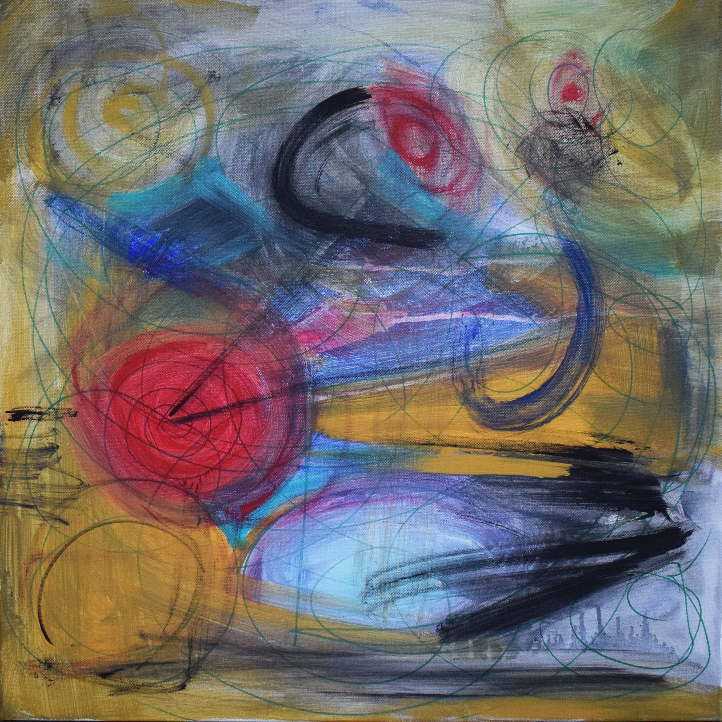Frammenti di energia 1, 2024, acrylic on canvas, 60 x60 cm