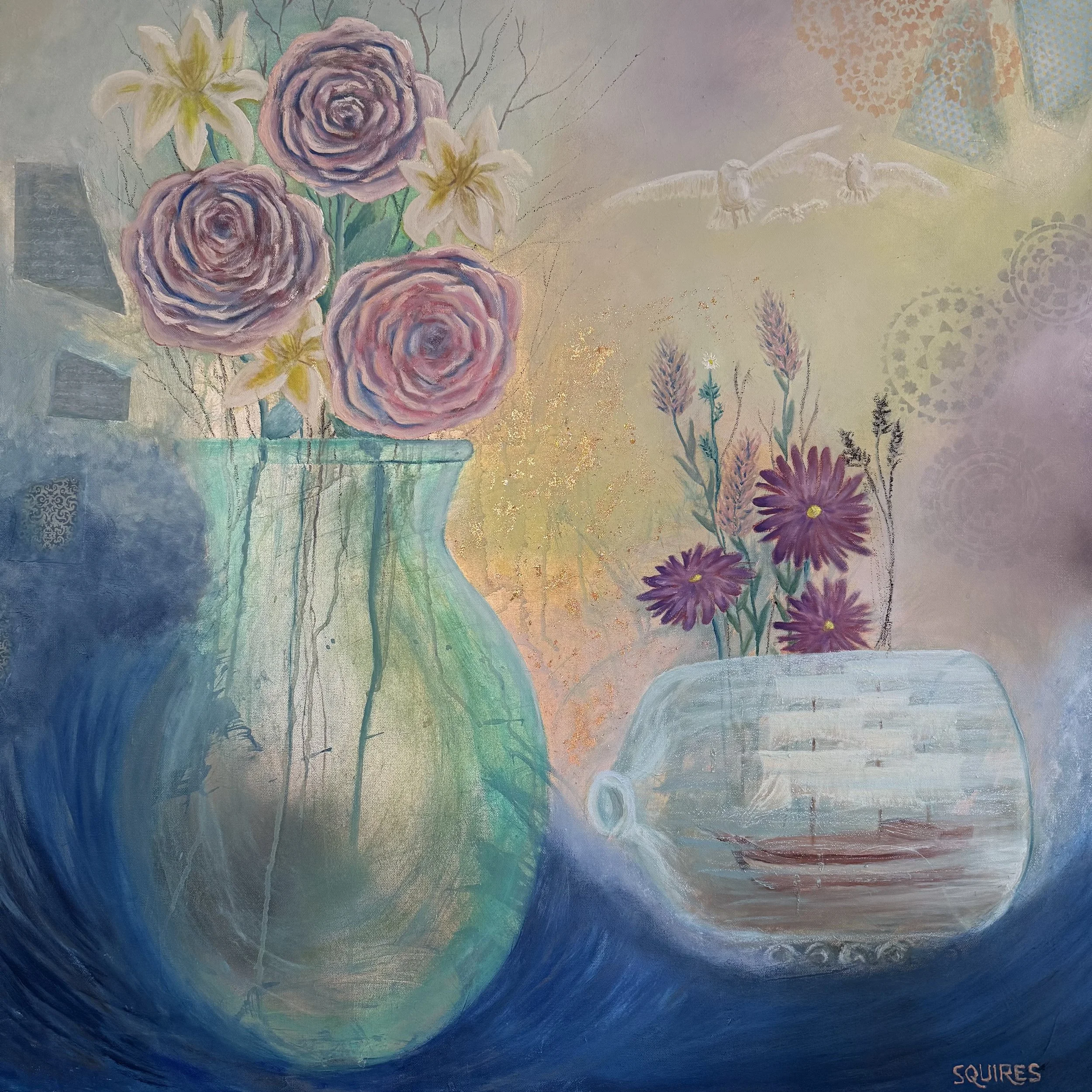 Break Free the Elements, 2026. Multimedia on canvas, 91 x 91 cm.