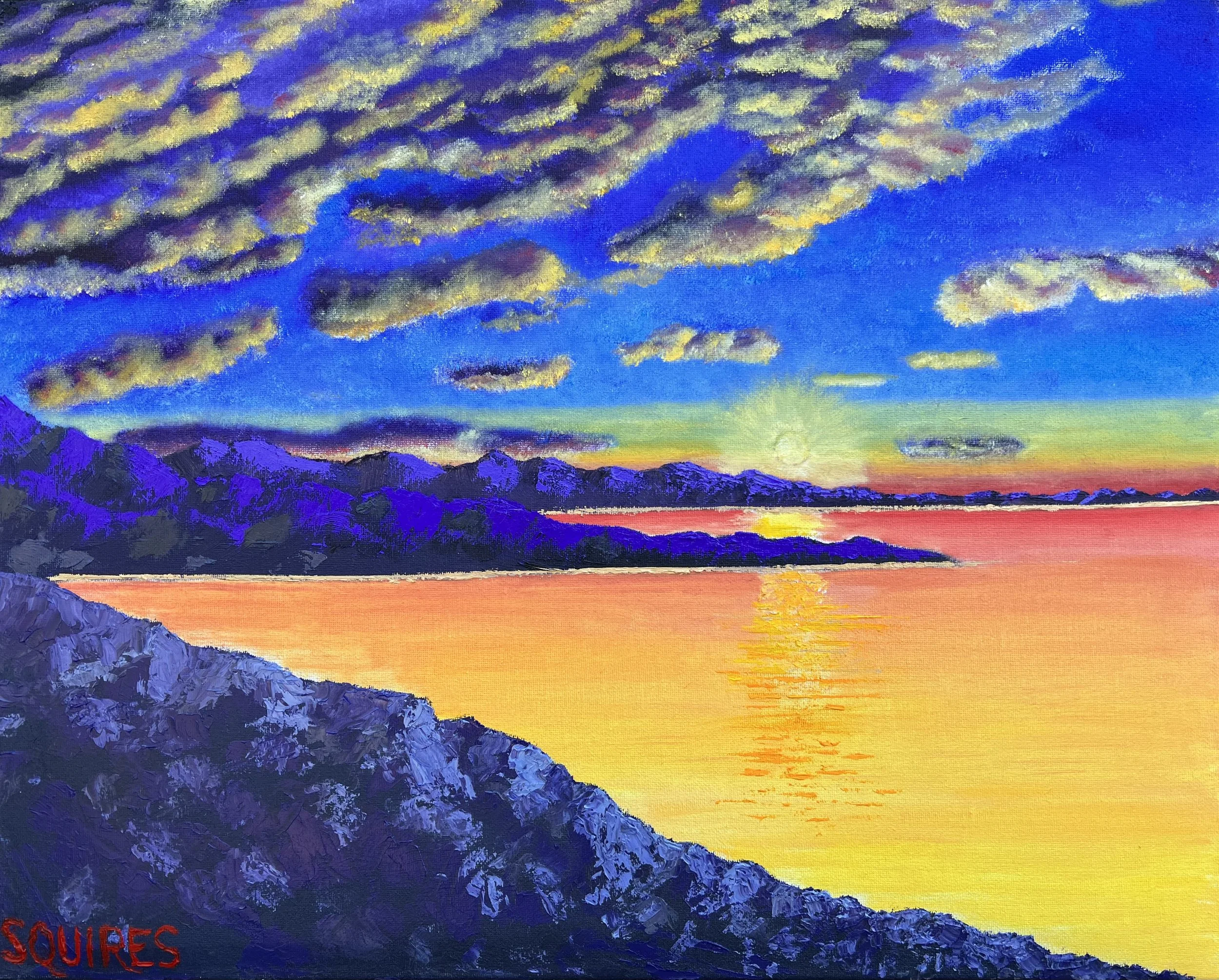Great Salt Lake Sunset, 2021. Oil on Canvas, 41 x 51 cm.