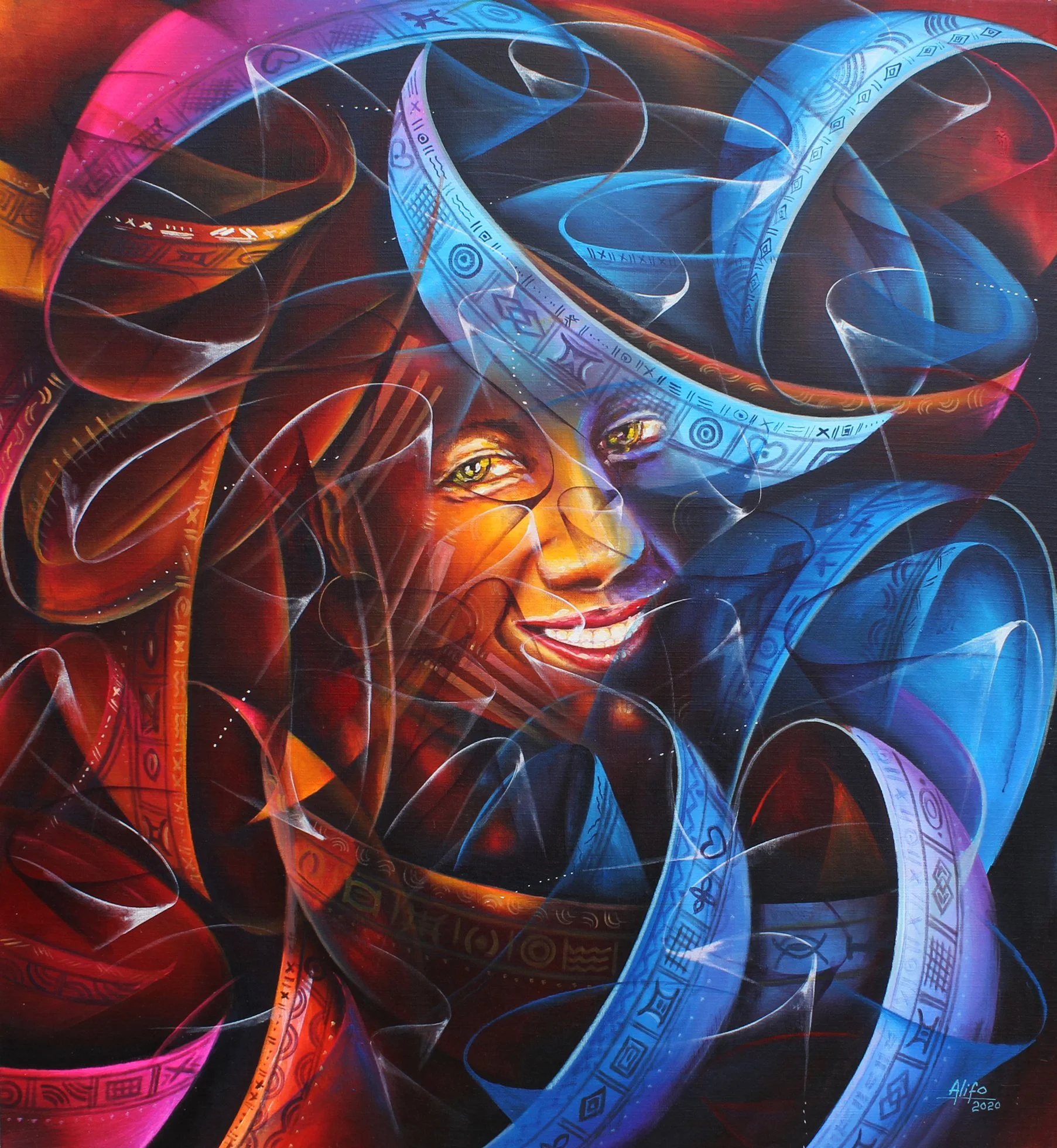 Rhythms of Identity, 2020, Acrylics on Canvas, 116 x 128 cm