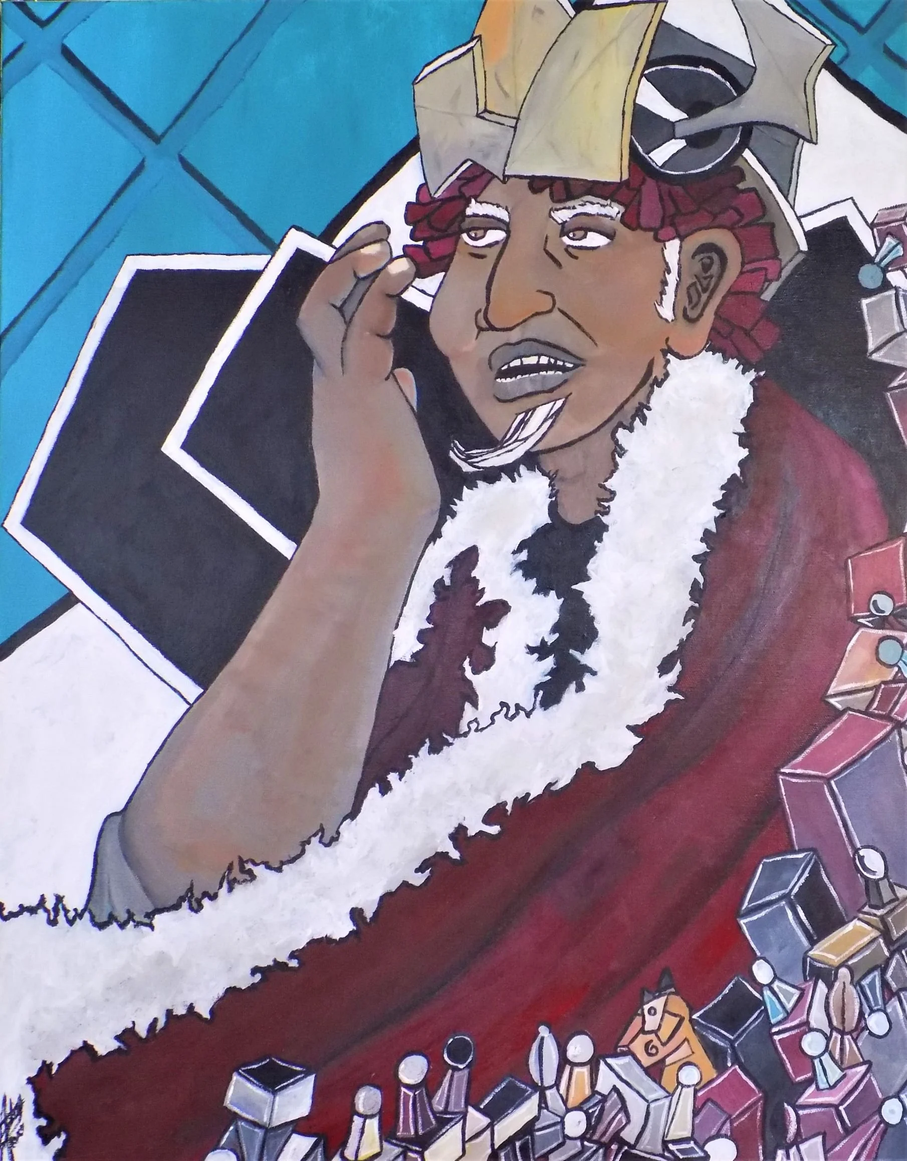 Checkmate, 2021. Acrylic on canvas. 55.88 x 71.12 cm.