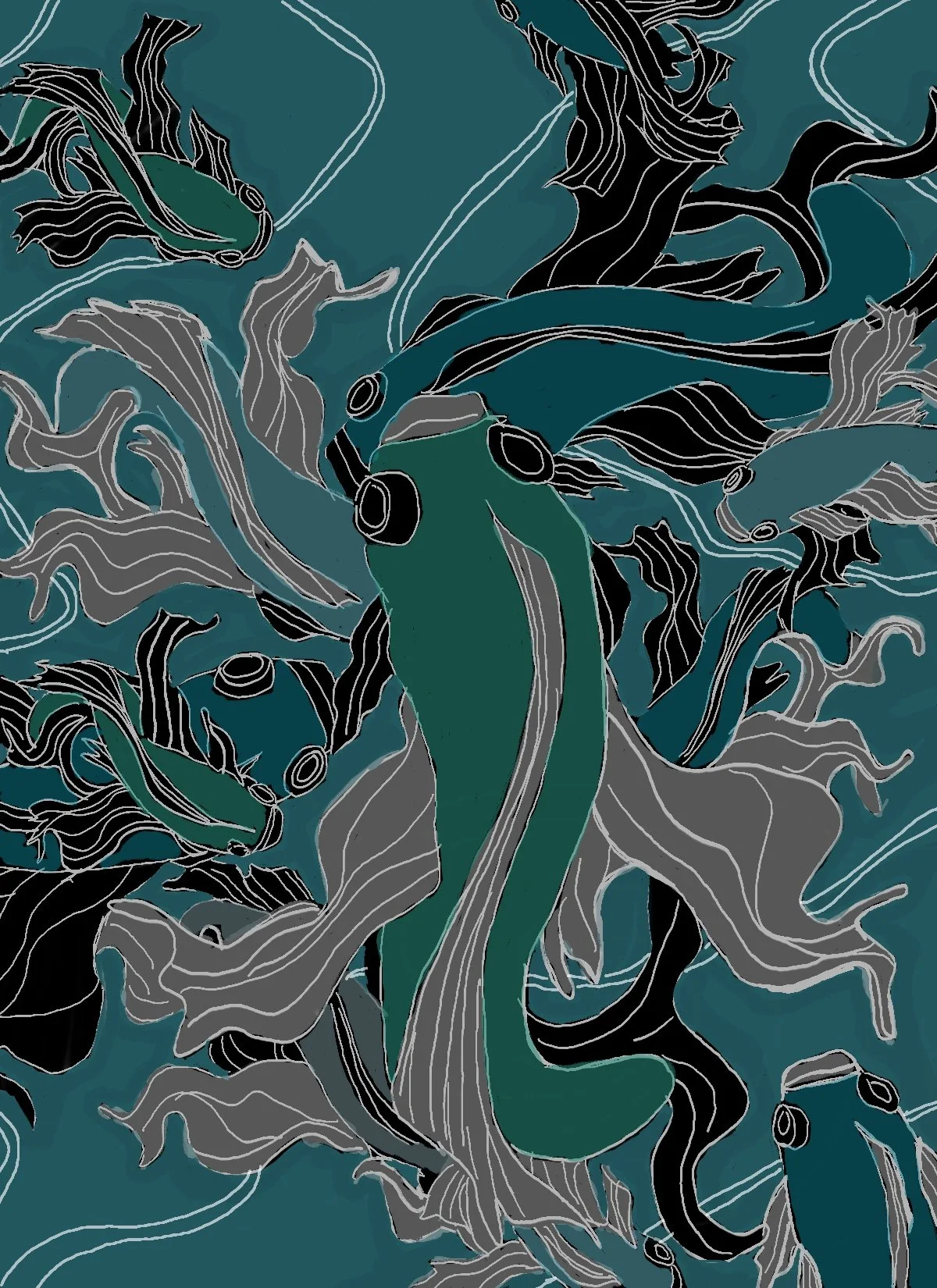 Flow State b+w, 2024. Digital illustration. 21.1 x 29.7 cm.