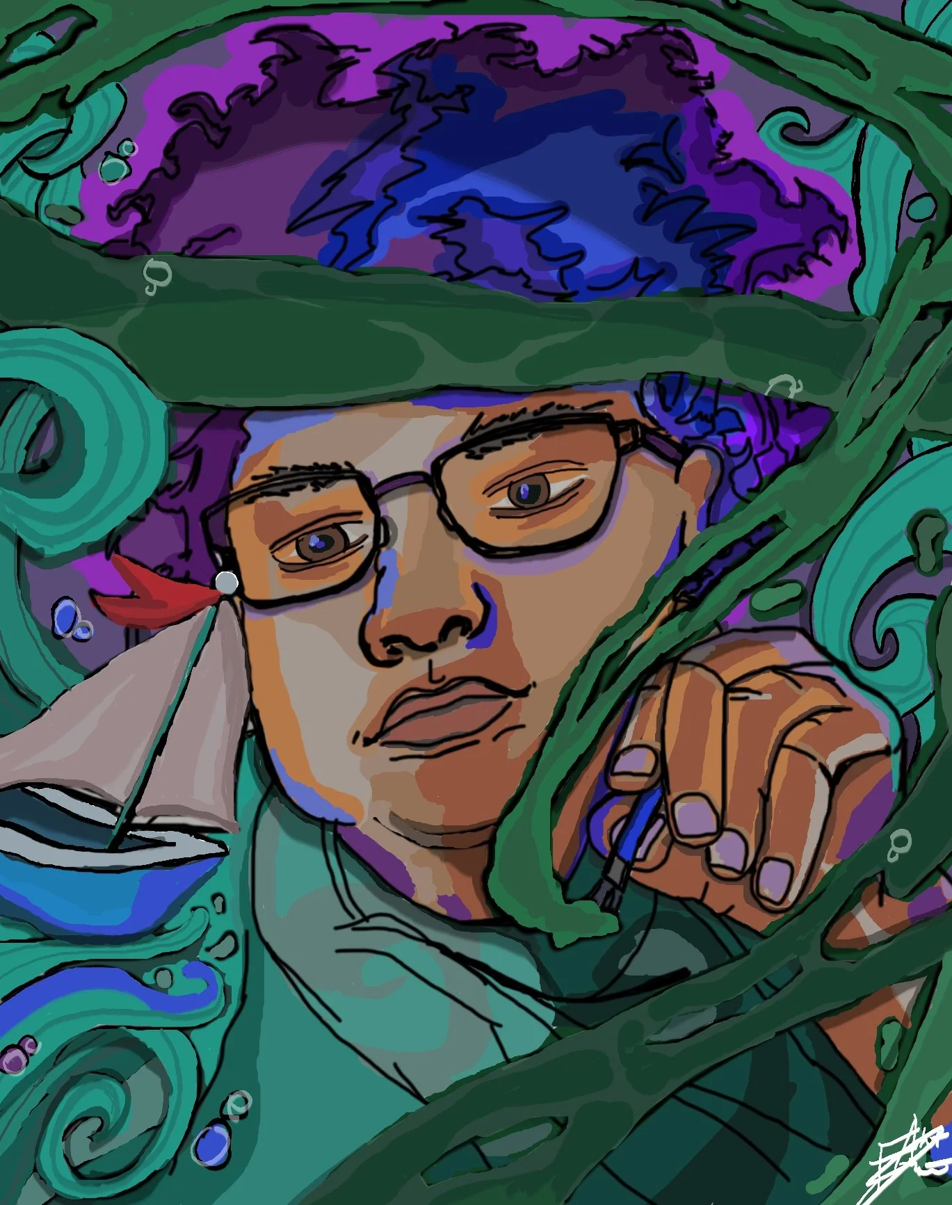 Sailing, 2025. Digital illustration. 21.1 x 29.7 cm.