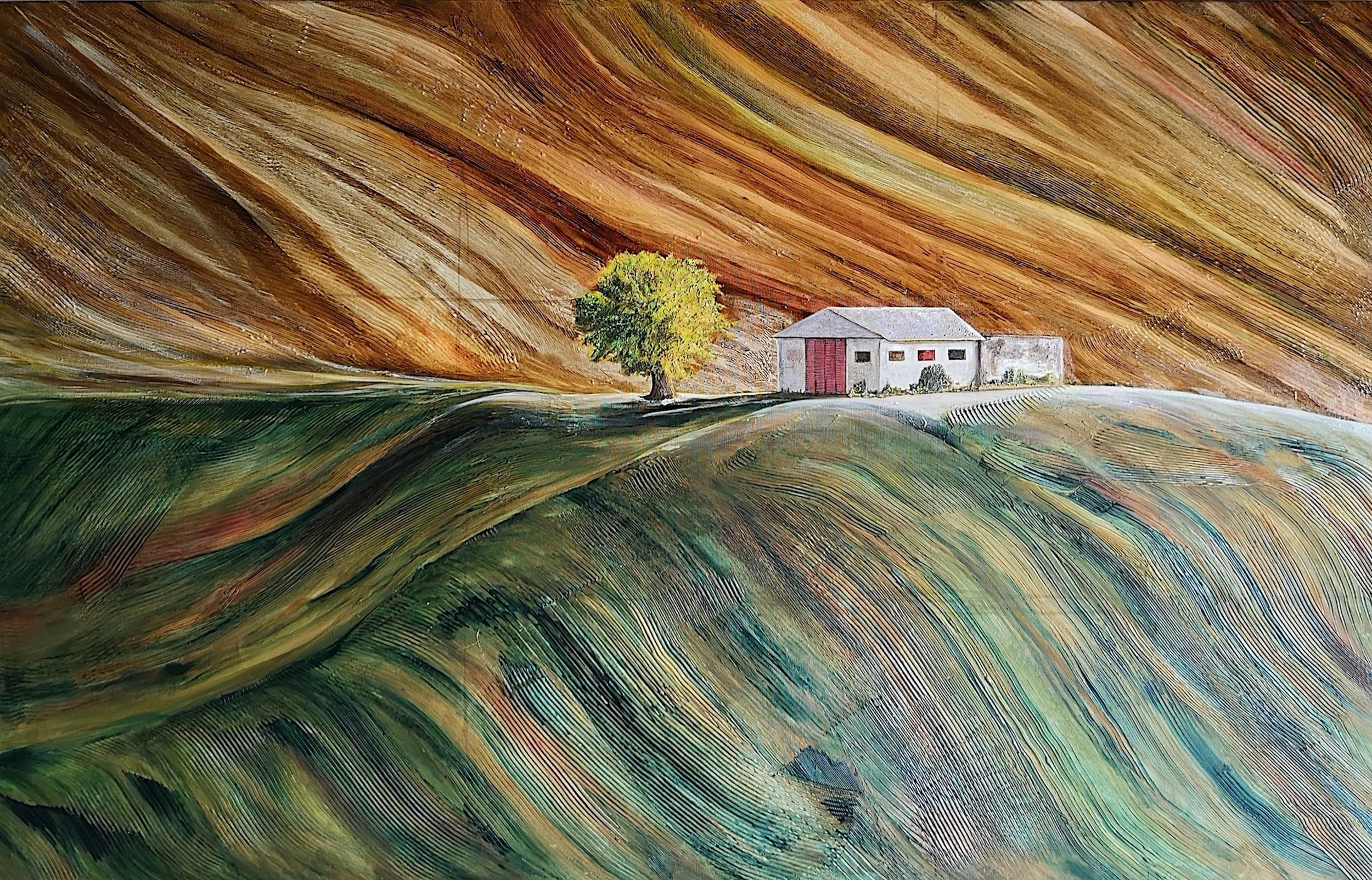 "My Silence in Space", 2022. Mixed Media on stretched canvas. 160 x 100 cm.