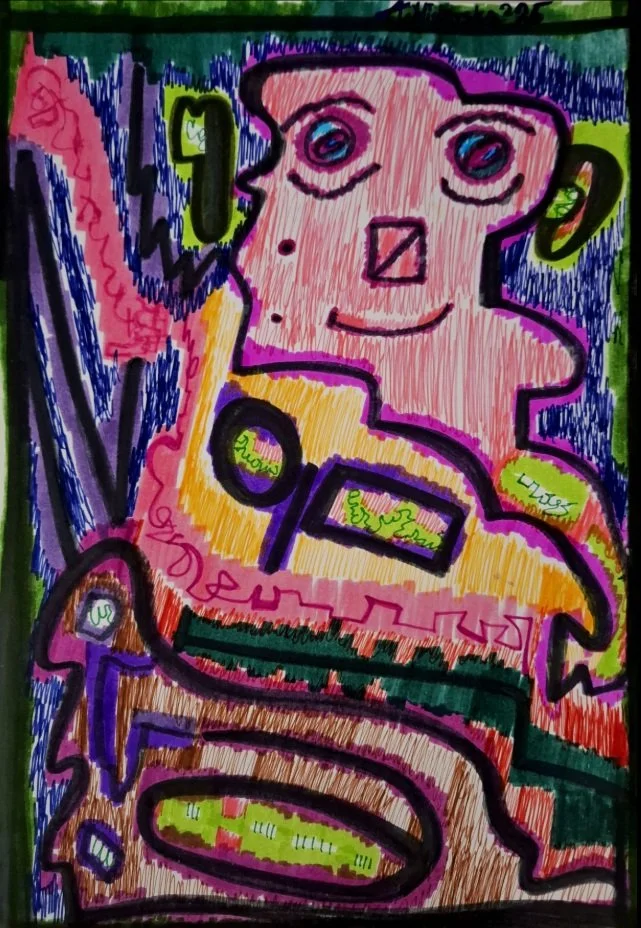 "Pink Memories", 2025, pens and markers, paper