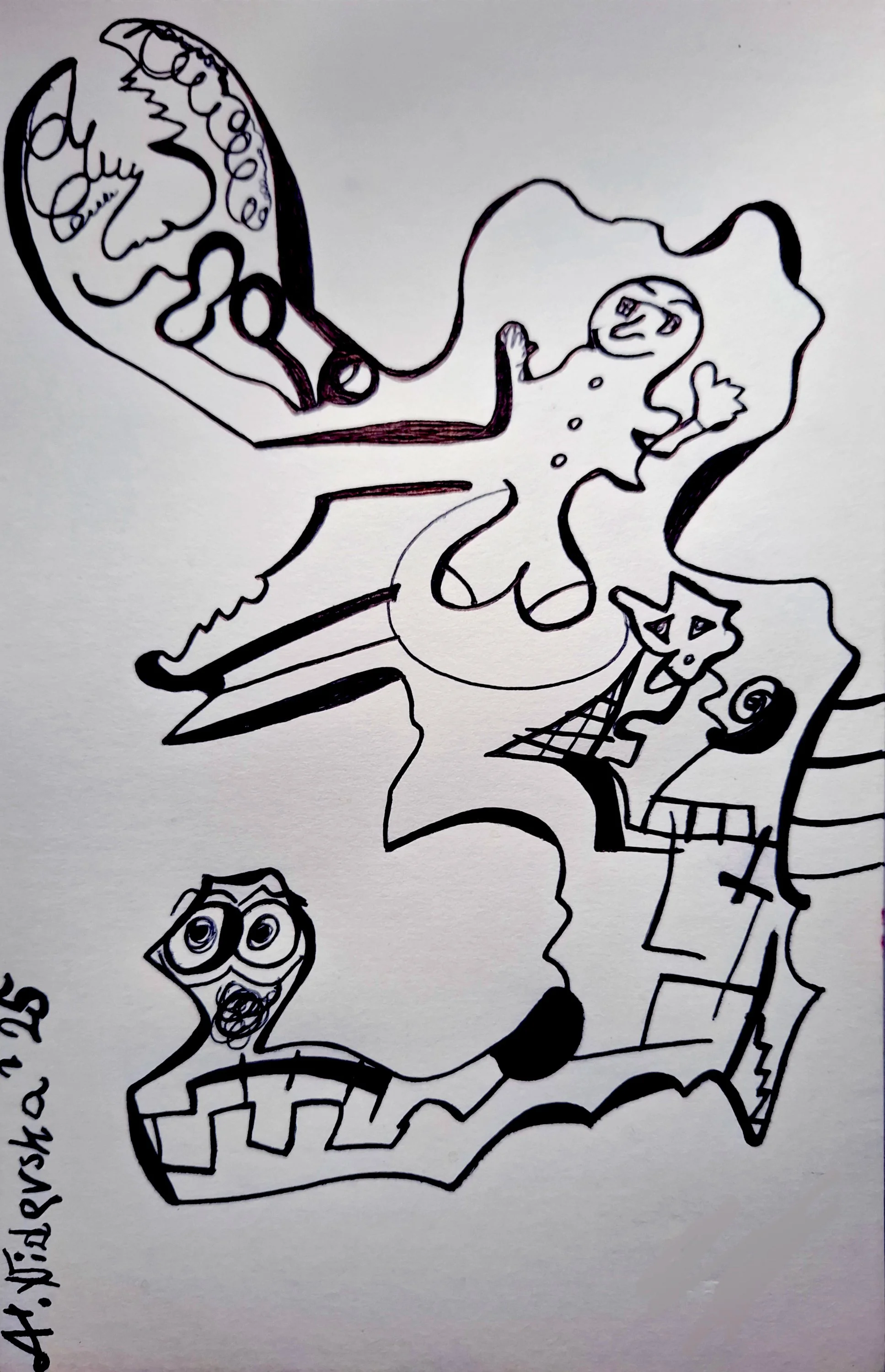 "Autumn Goodbye", 2025, pen, paper