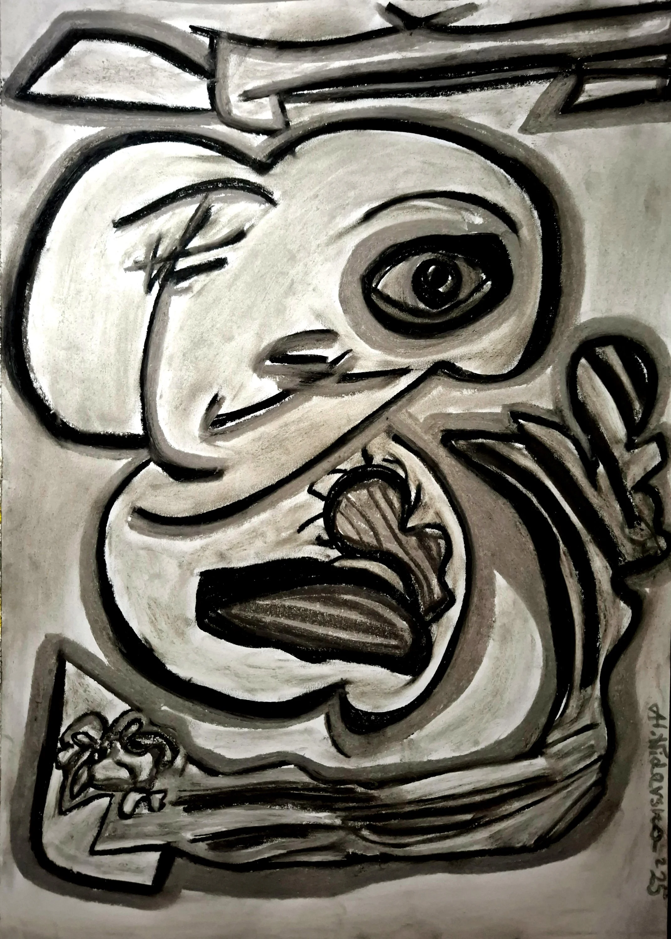 "Apple Chef", 2025, soft pastels and marker, paper