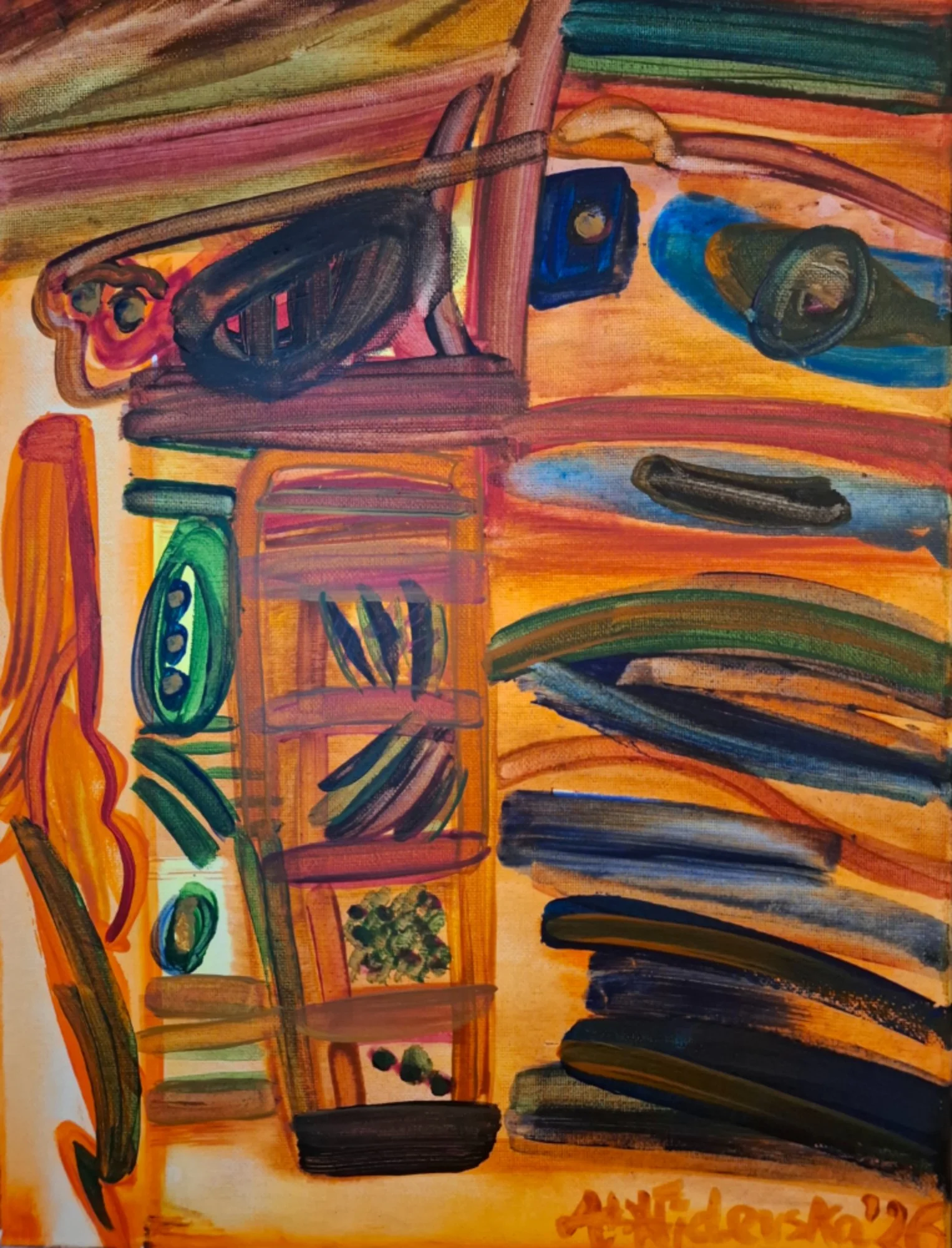 "Putting Up a New Vase", 2026, acrylic, canvas