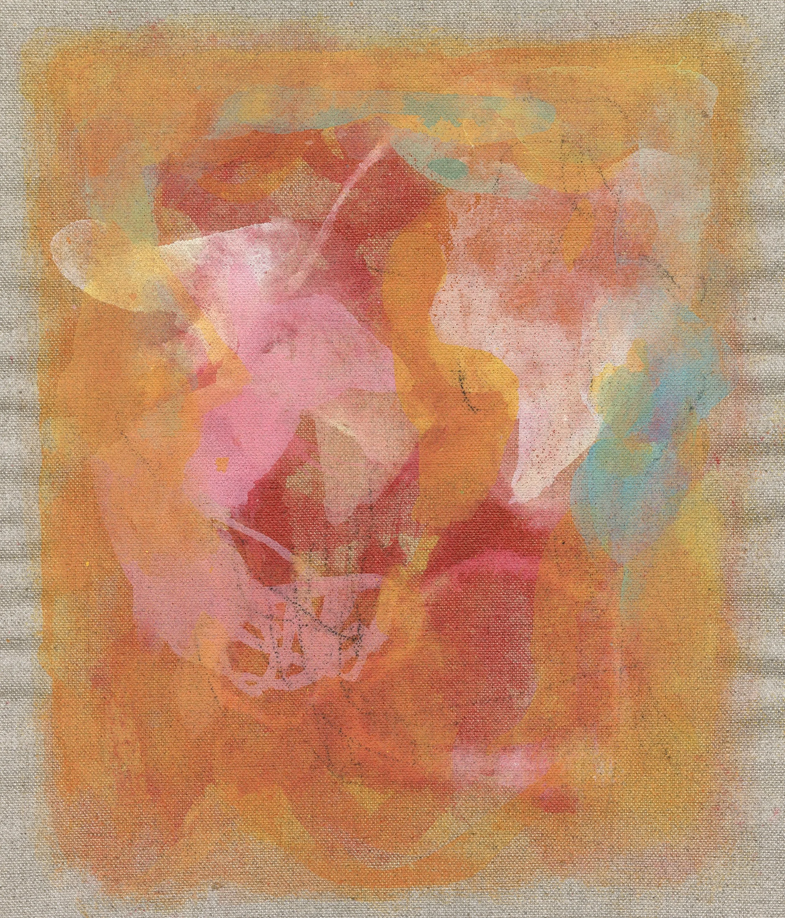 Abstract composition I, 2023. Mixed media on linen, 18.5 x 24.5cm
